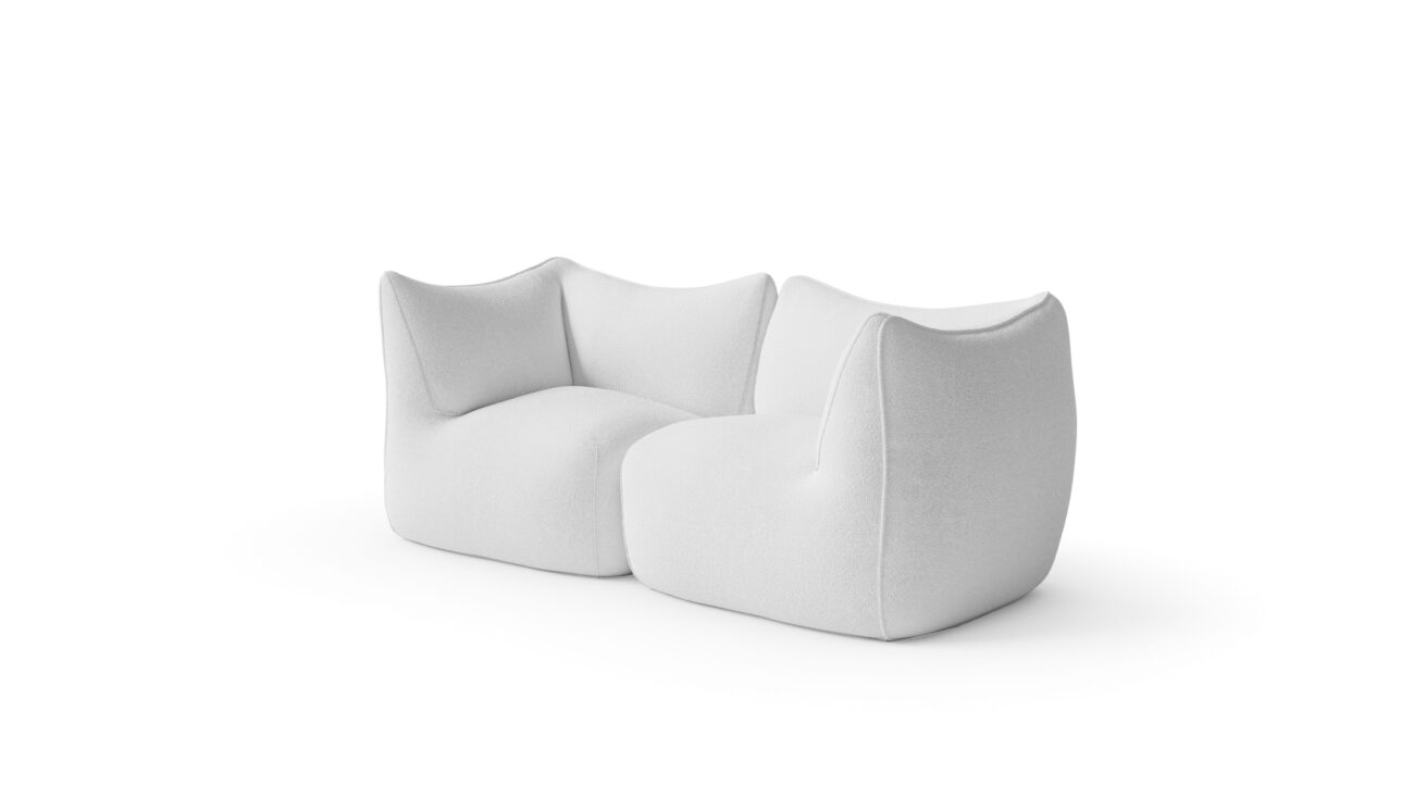 Le Bambole Modular Sofa Ends-Corner 1972 Reproduction by Archetype Forms - Mario Bellini - Paired Front-Angle View