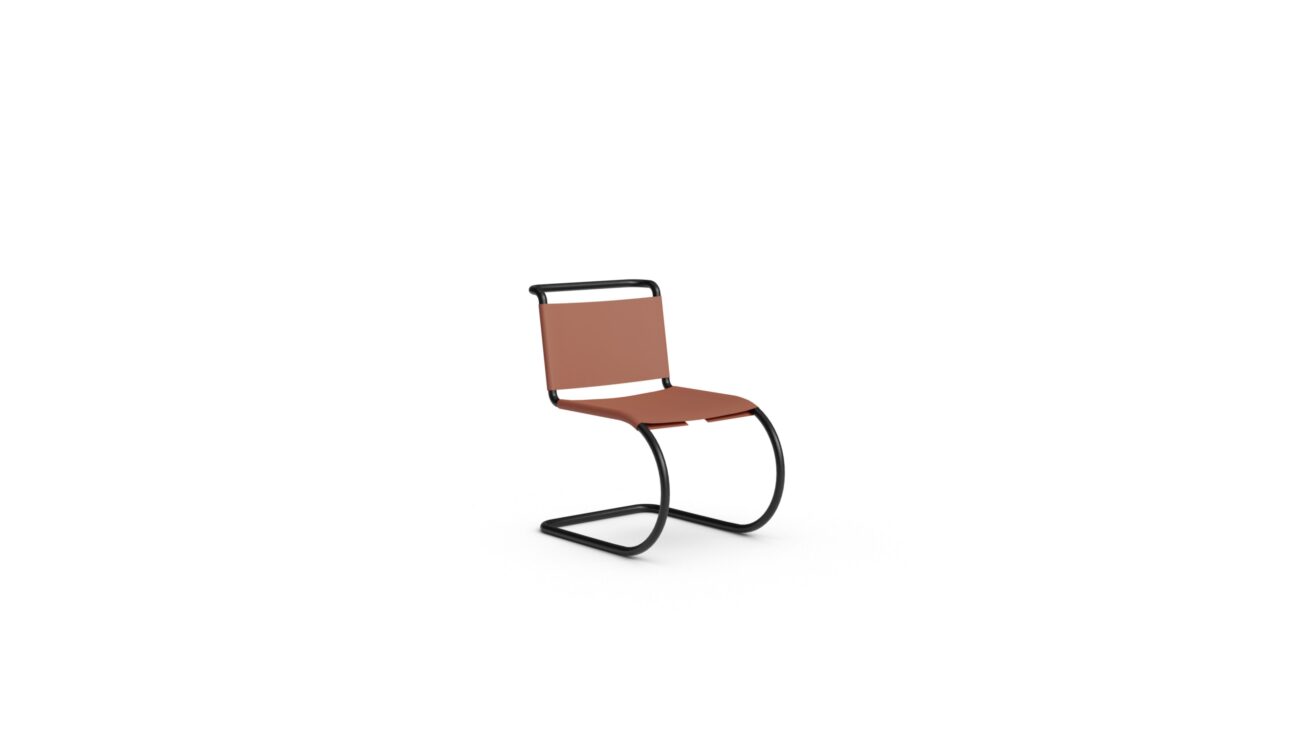 MR Chair Armless With Leather Sling V256CS MR10 Reproduction by Archetype Forms - Mies van der Rohe - Front Angle-2 View