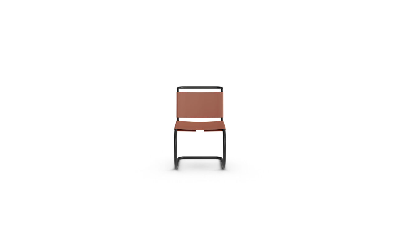 MR Chair Armless With Leather Sling V256CS MR10 Reproduction by Archetype Forms - Mies van der Rohe - Front View