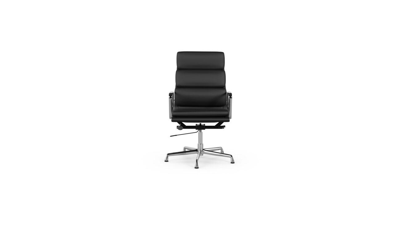 Eames Soft Pad Executive Chair EA 2119 On Glides, Pneumatic Lift Reproduction by Archetype Forms - Charles & Ray Eames - Front View