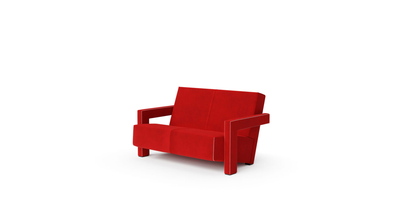 Utrecht Straight 2-Seat Sofa 637-12 Reproduction by Archetype Forms - Gerrit Thomas Rietveld - Front-Angle View