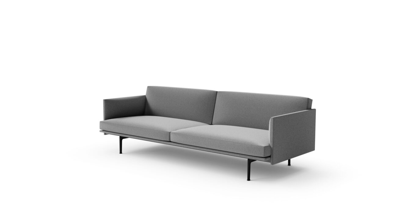 Front angle view of the Outline Sofa 3-Seater by Muuto, designed by Anderssen, available online in Canada. Made by Archetype Forms.