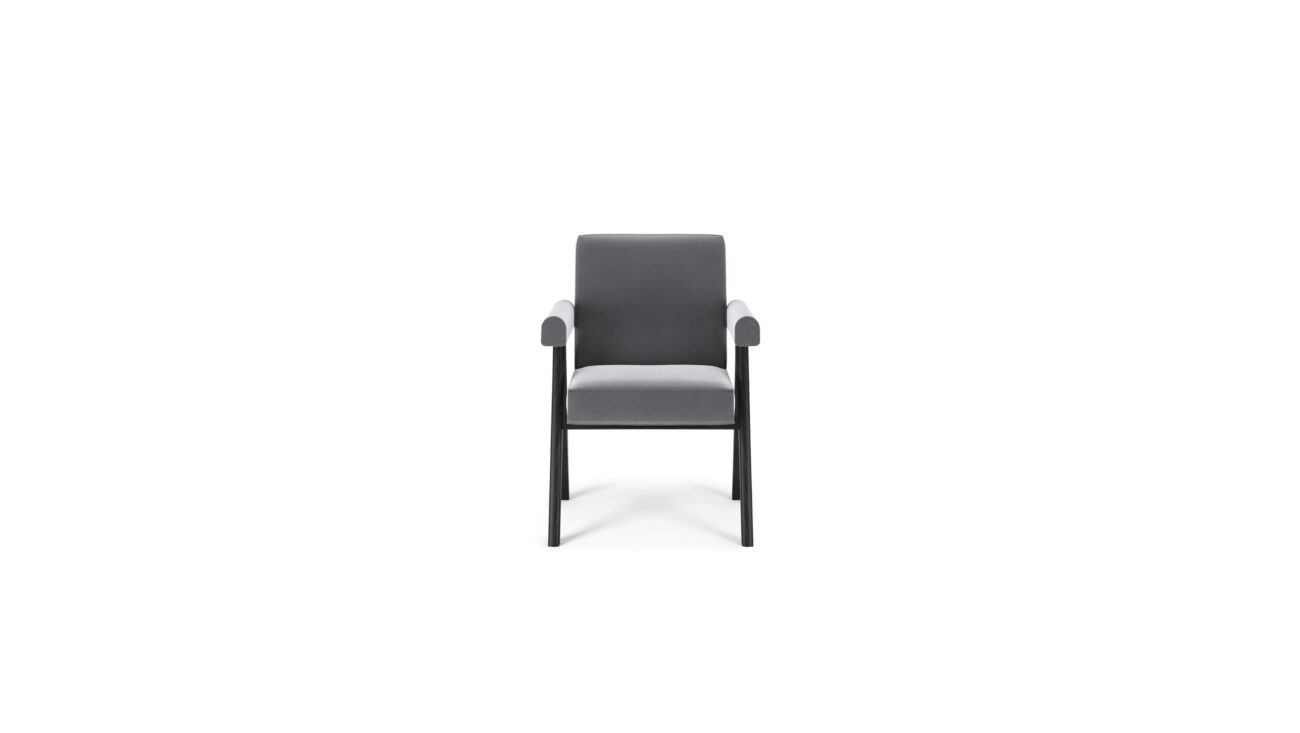 Front view of the Committee Chair Small Armchair 062 31-41-51-81 by Pierre Jeanneret, available online in Canada. Made by Archetype Forms.