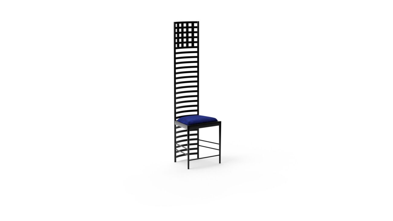 Front-Angle view of the Hill House 1 Chair by Charles Rennie Mackintosh, designed by Charles Rennie Mackintosh, available online in Canada. Made by Archetype Forms.