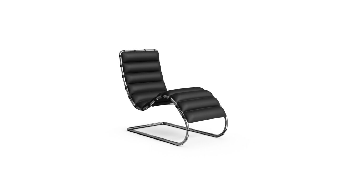 Back view of the 241LC MR Chaise Lounge by Mies van der Rohe, designed by Mies van der Rohe, available online in Canada. Made by Archetype Forms.