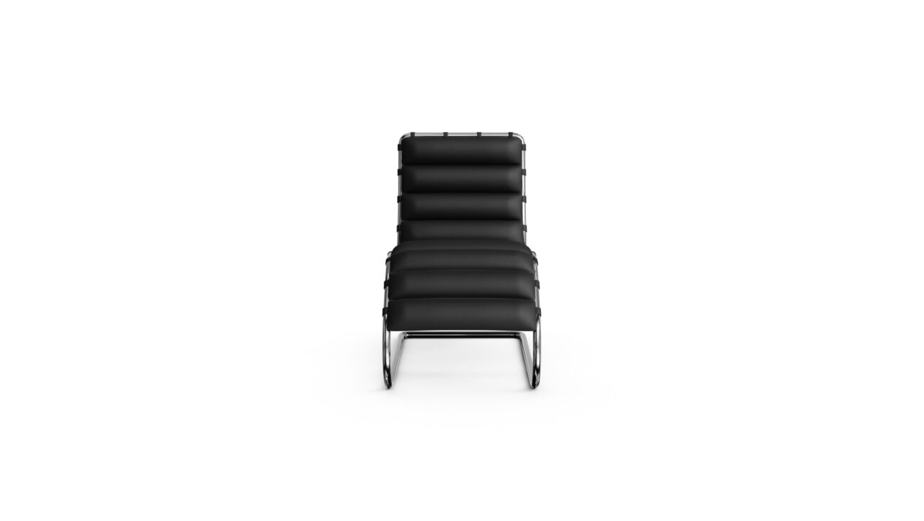 Front view of the 241LC MR Chaise Lounge by Mies van der Rohe, designed by Mies van der Rohe, available online in Canada. Made by Archetype Forms.