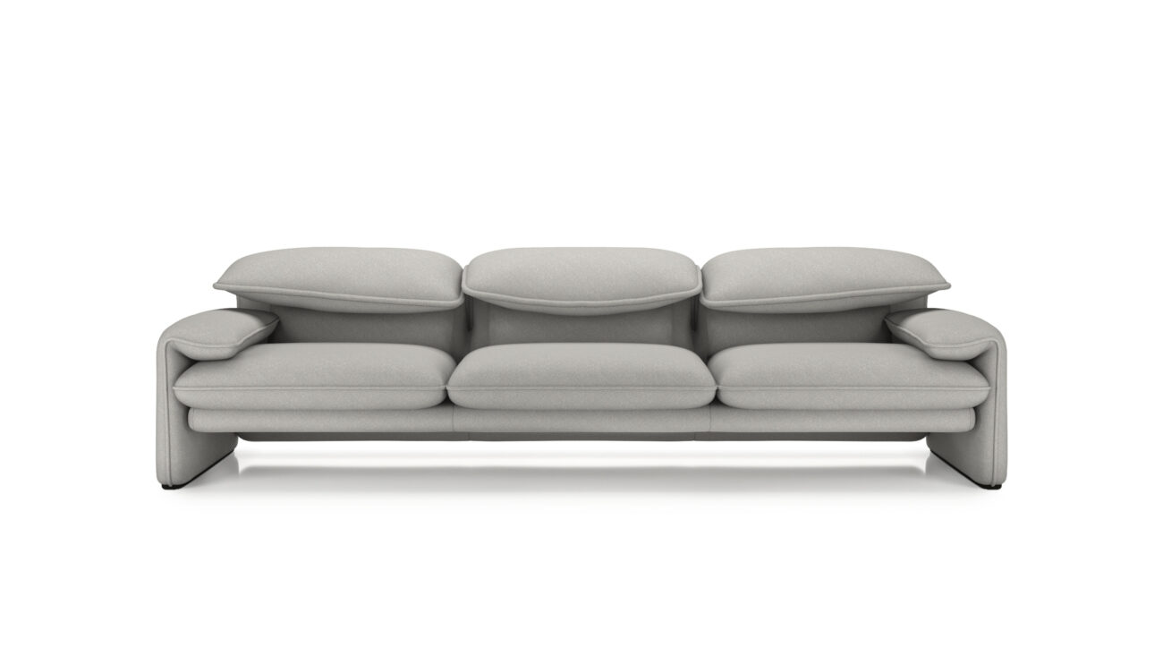 Front view of the Maralunga 3-Seat Sofa Large 675 03 A7 by Vico Magistretti, designed by Vico Magistretti, available online in Canada. Made by Archetype Forms.