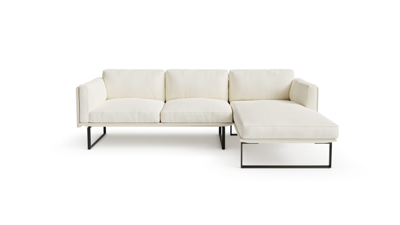 Front view of the 202-09 Otto Sofa Three Seater With Chaise by Pierro Lissoni, available online in Canada. Designed by Pierro Lissoni, Made by Archetype Forms.