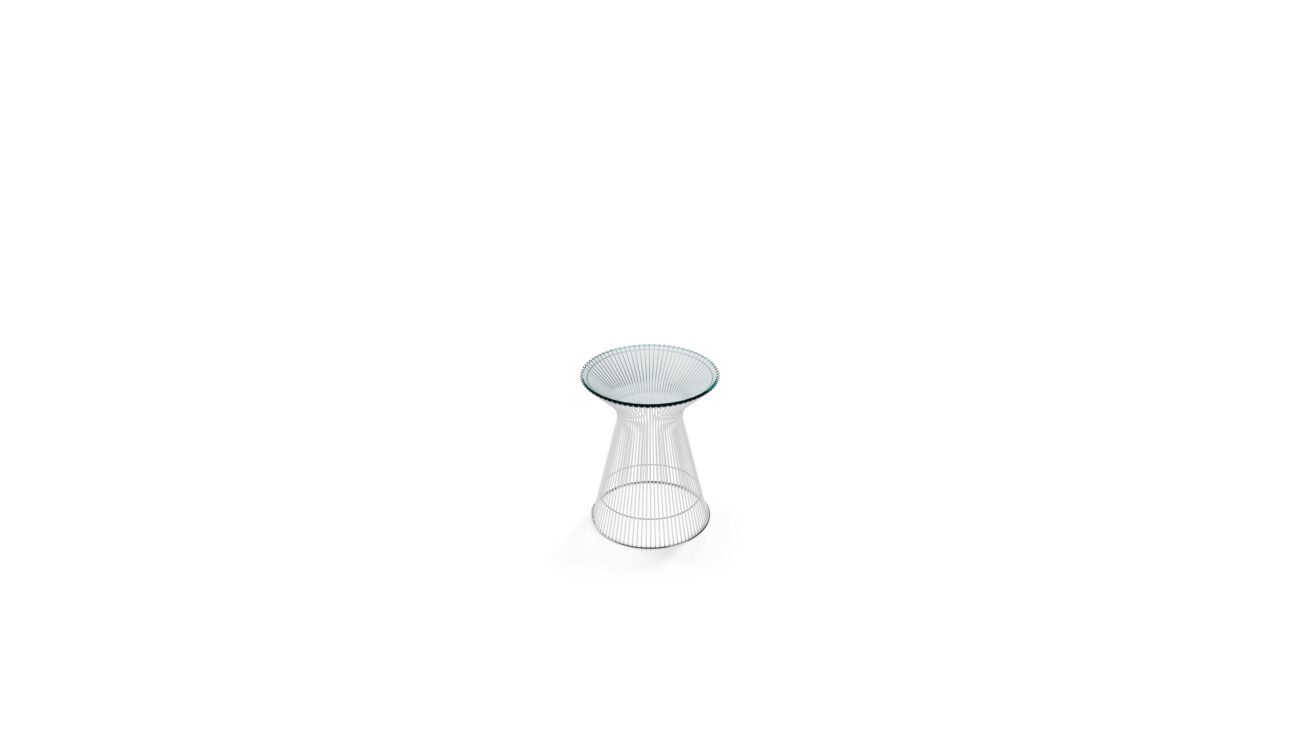 Front angle 2 view of the Platner Series 3710T Side Table Glass Top by Warren Platner, designed by Warren Platner, available online in Canada. Made by Archetype Forms.