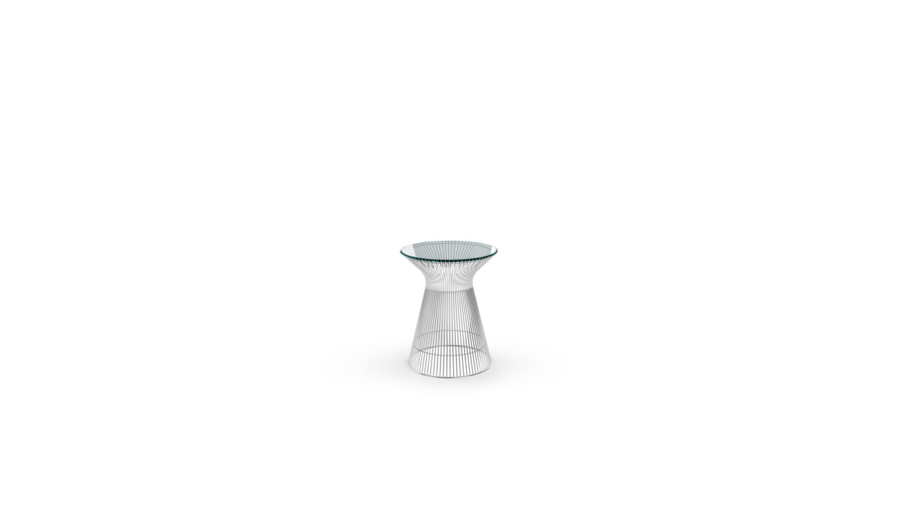 Front angle view of the Platner Series 3710T Side Table Glass Top by Warren Platner, designed by Warren Platner, available online in Canada. Made by Archetype Forms.