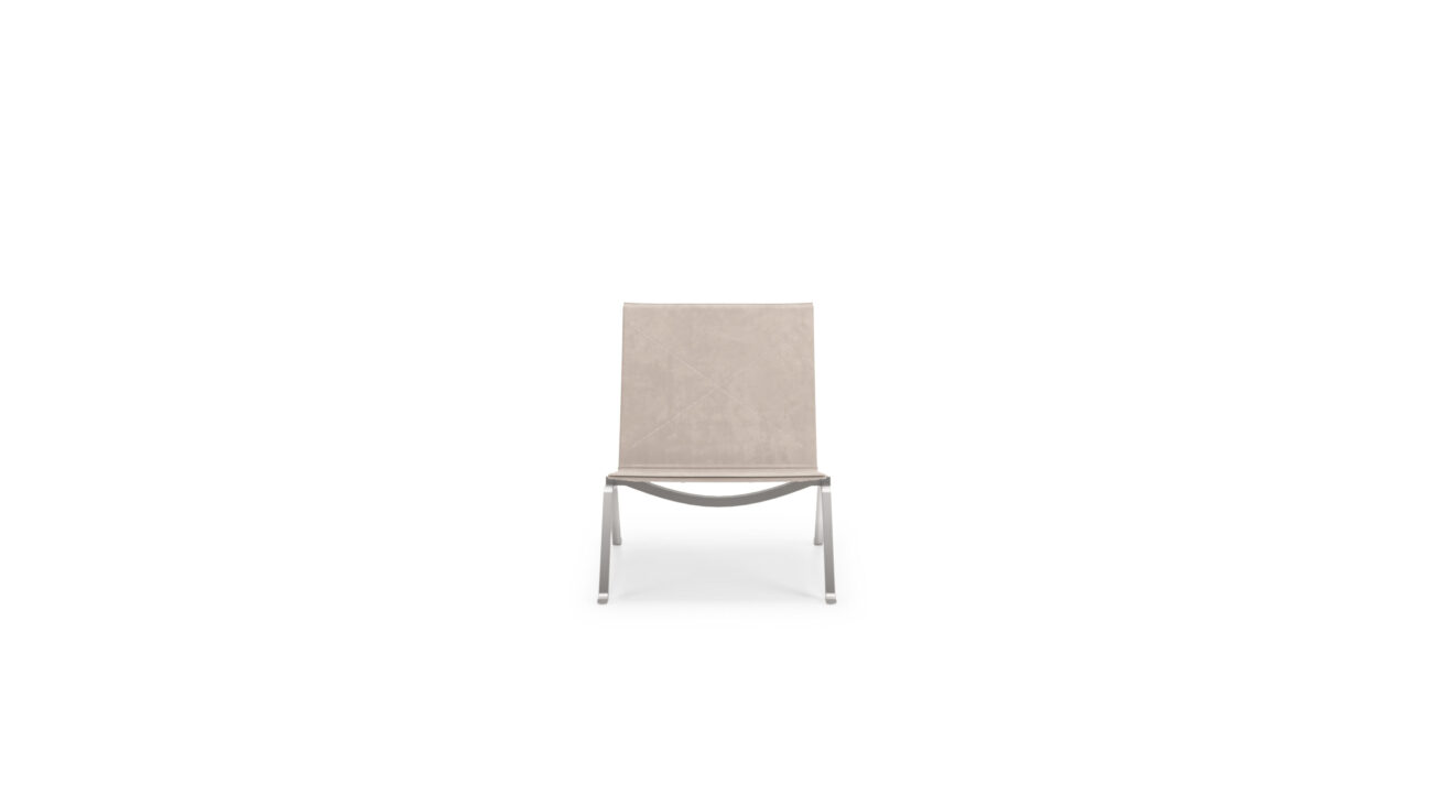 Front view of the PK22 Easy Chair Upholstered by Poul Kjærholm, designed by Poul Kjærholm, available online in Canada. Made by Archetype Forms.