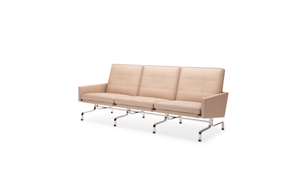 Front angle view of the Poul Kjærholm PK31 3-seater Sofa by Poul Kjærholm, available online in Canada. Made by Archetype Forms.