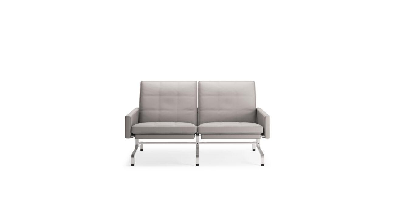 Front view of the Poul Kjærholm PK31 2-Seater Sofa Loveseat by Poul Kjærholm, available online in Canada. Made by Archetype Forms.