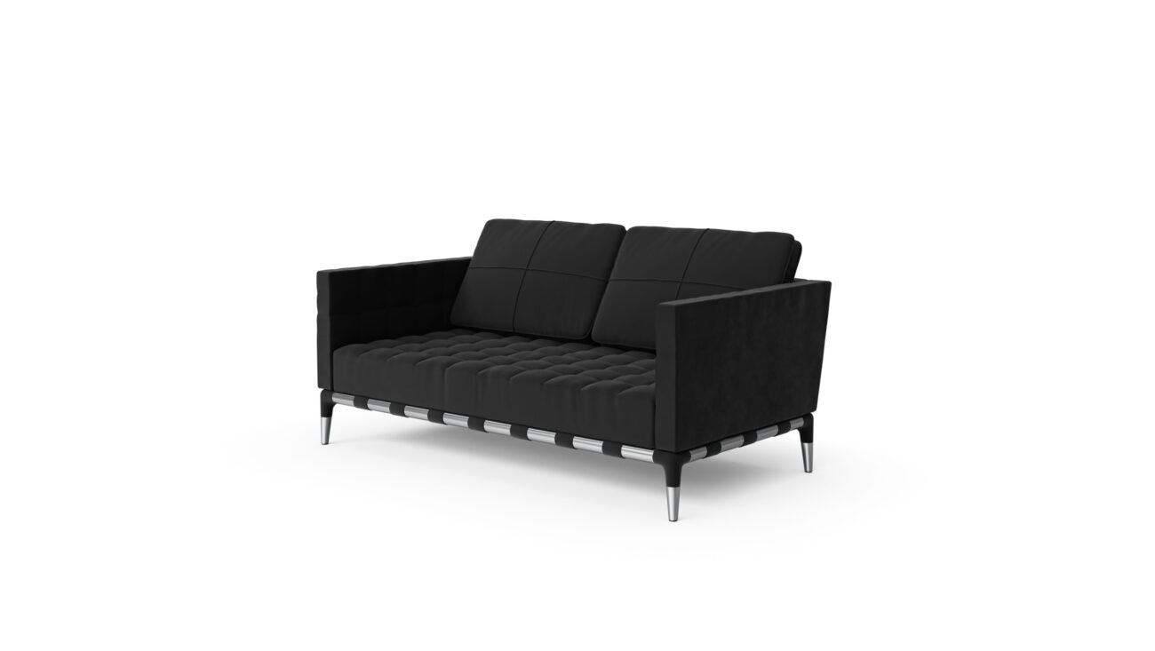 Front angle view of the 241 Privé 2-Seat Sofa Loveseat 241 62 by Philippe Starck, available online in Canada. Designed by Philippe Starck, Made by Archetype Forms.