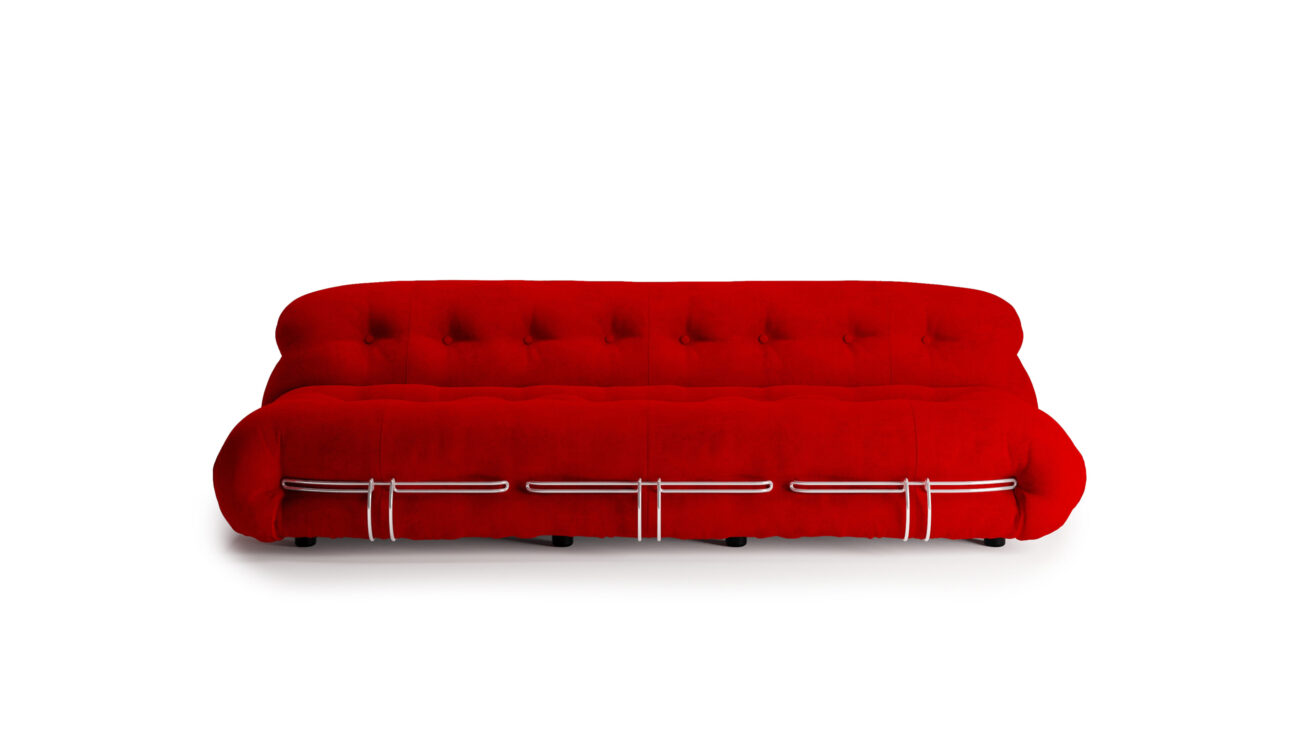 Front view of the Soriana 3-Seat Sofa by Afra and Tobia Scarpa, designed by Afra and Tobia Scarpa, available online in Canada. Made by Archetype Forms.