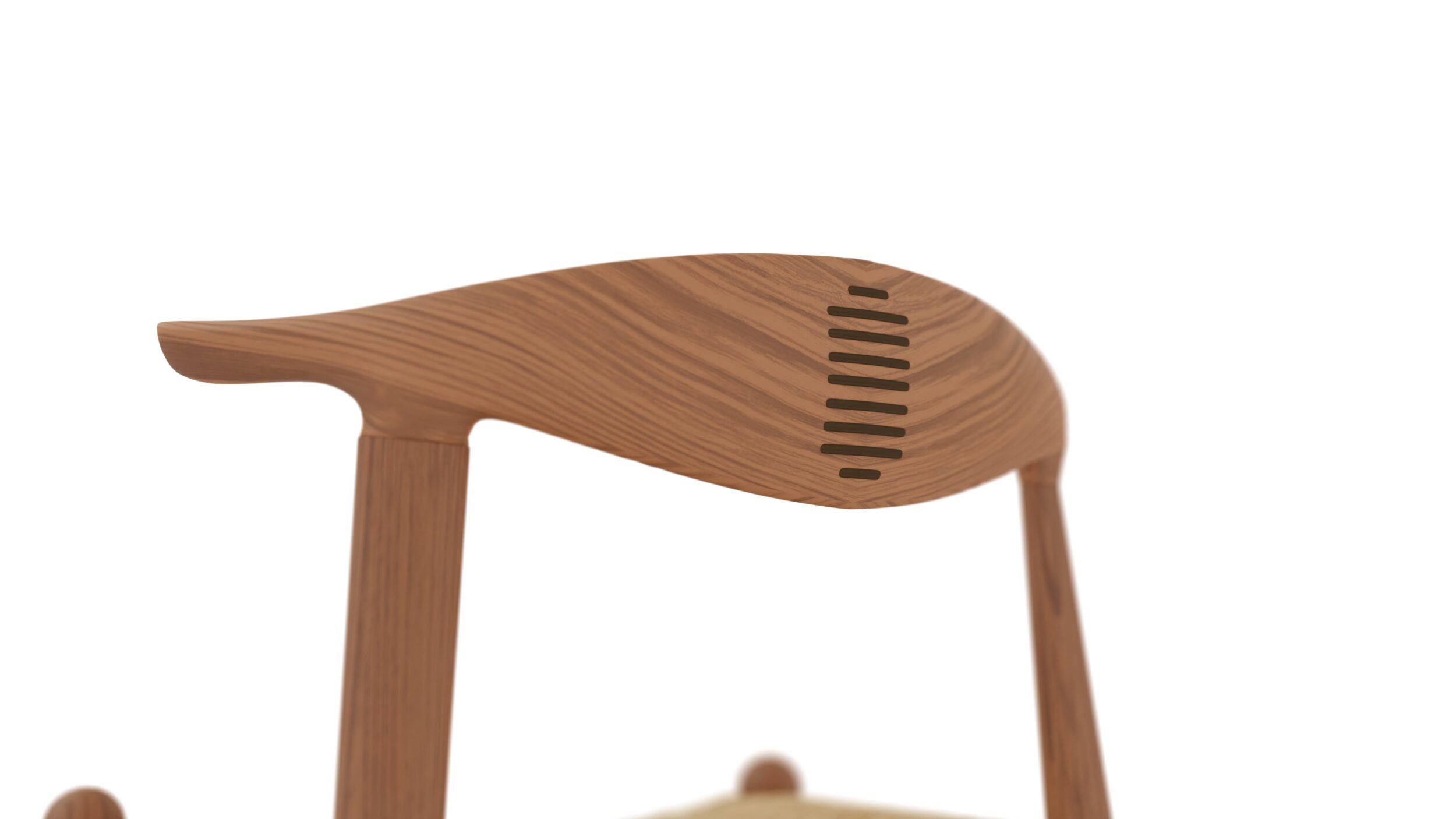 PP505 Cow Horn Chair 1952 Cane Wicker Seat Reproduction by Archetype Forms - Hans Wegner - Closeup View