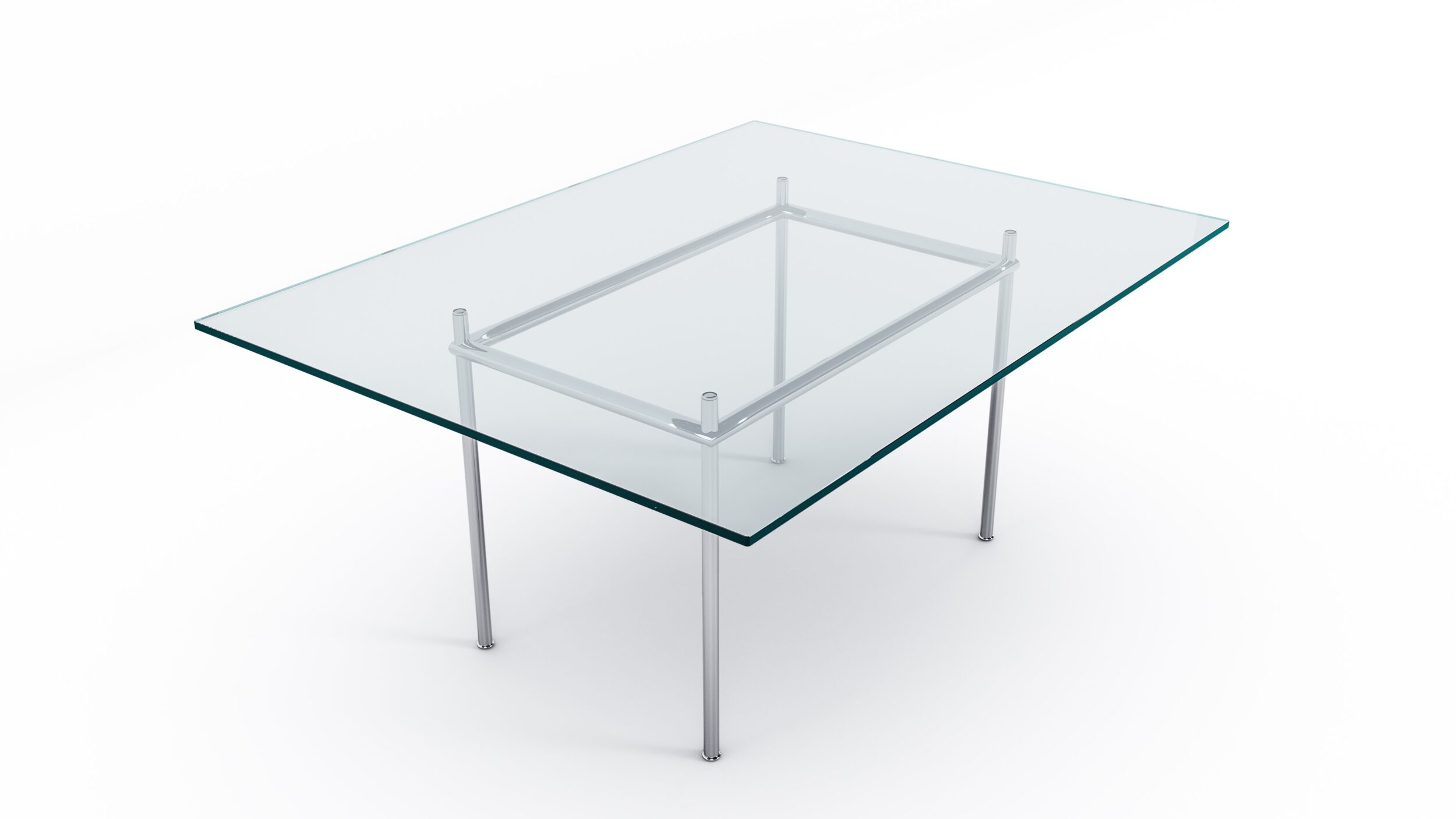 LC12 Table La Roche Glass Top Dining Table Large 160x120 1925 Reproduction by Archetype Forms - Le Corbusier - Closeup View