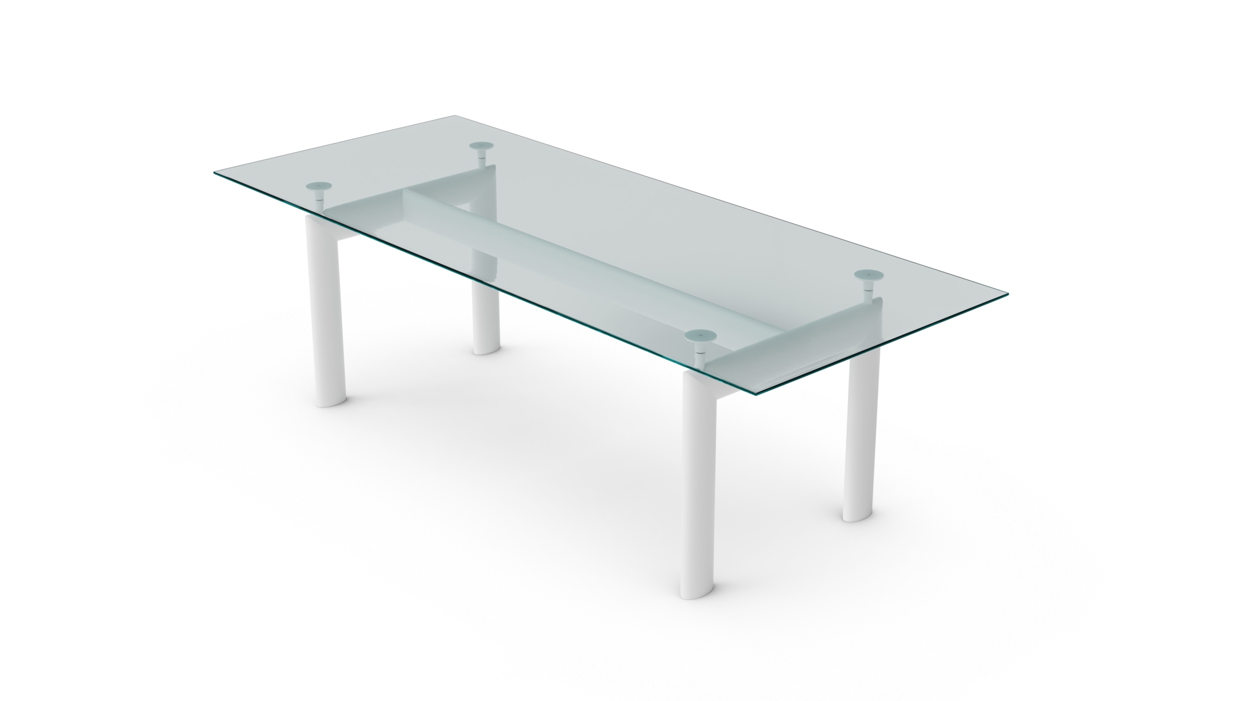 LC6 Table Tube d'Avion Dining Table Glass Top 1928 by Le Corbusier, Archetype Forms, Vancouver BC, Canada.