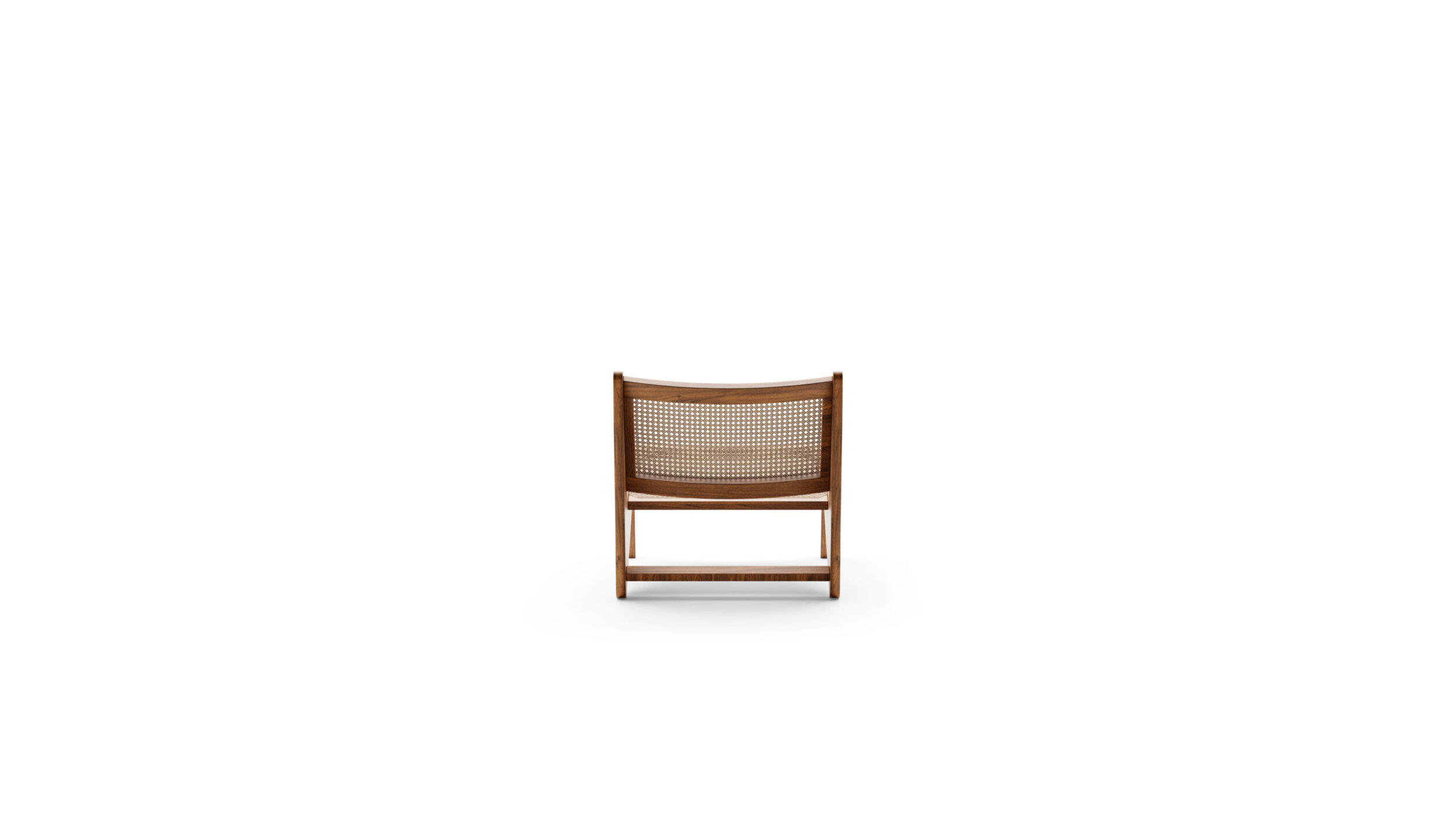 Back view of the Kangaroo Armchair 058 by Pierre Jeanneret, available online in Canada. Made by Archetype Forms.