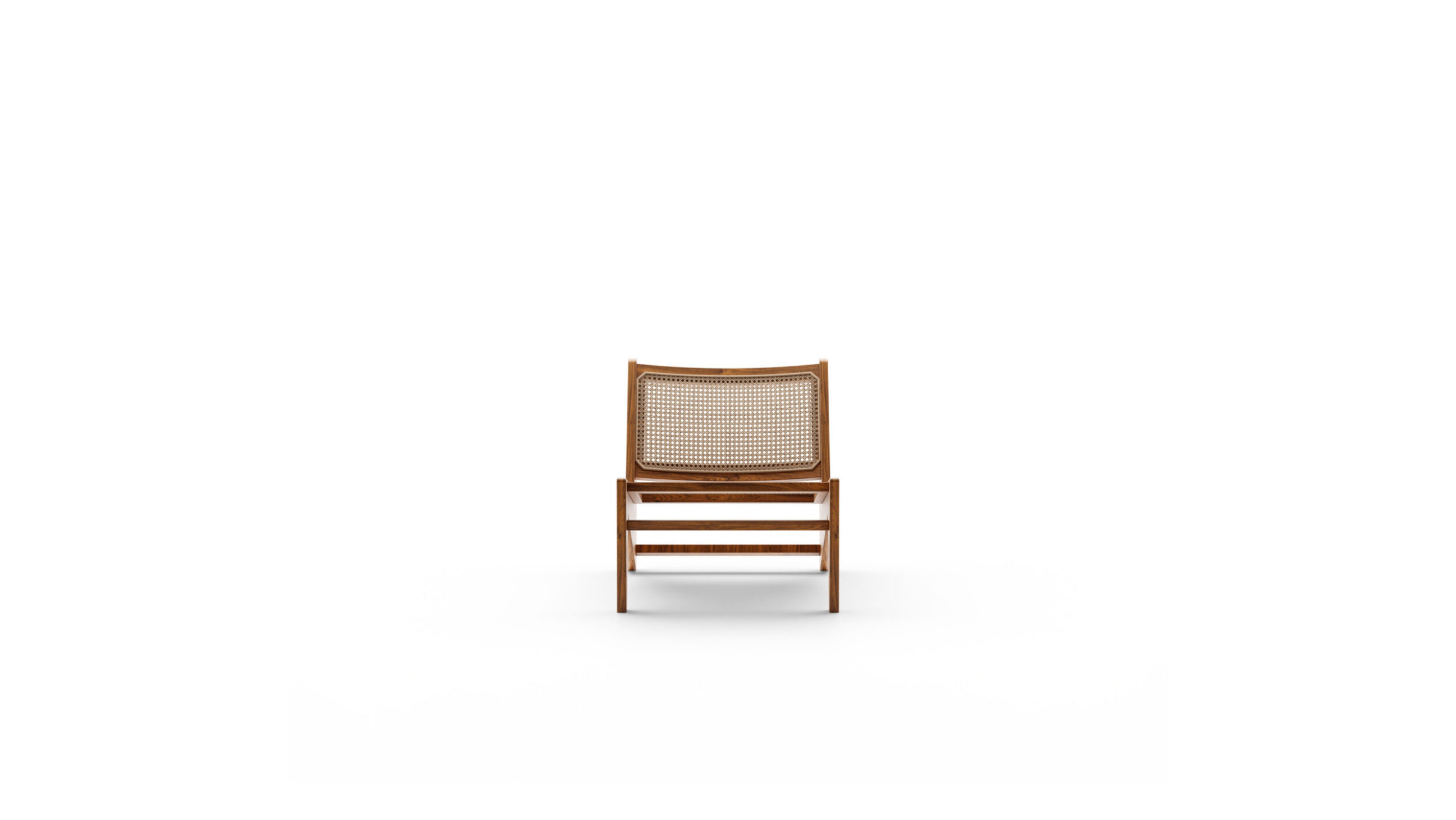 Front view of the Kangaroo Armchair 058 by Pierre Jeanneret, available online in Canada. Made by Archetype Forms.