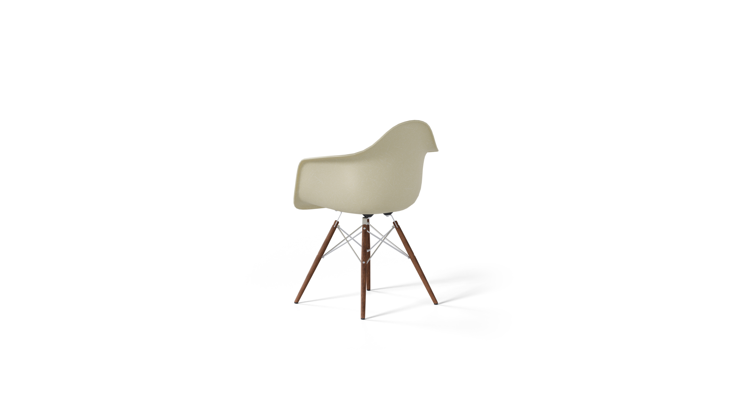 molded Fiberglass Armchair: Dowel Base DFAW Reproduction by Archetype Forms - Charles & Ray Eames - Back-Angle View