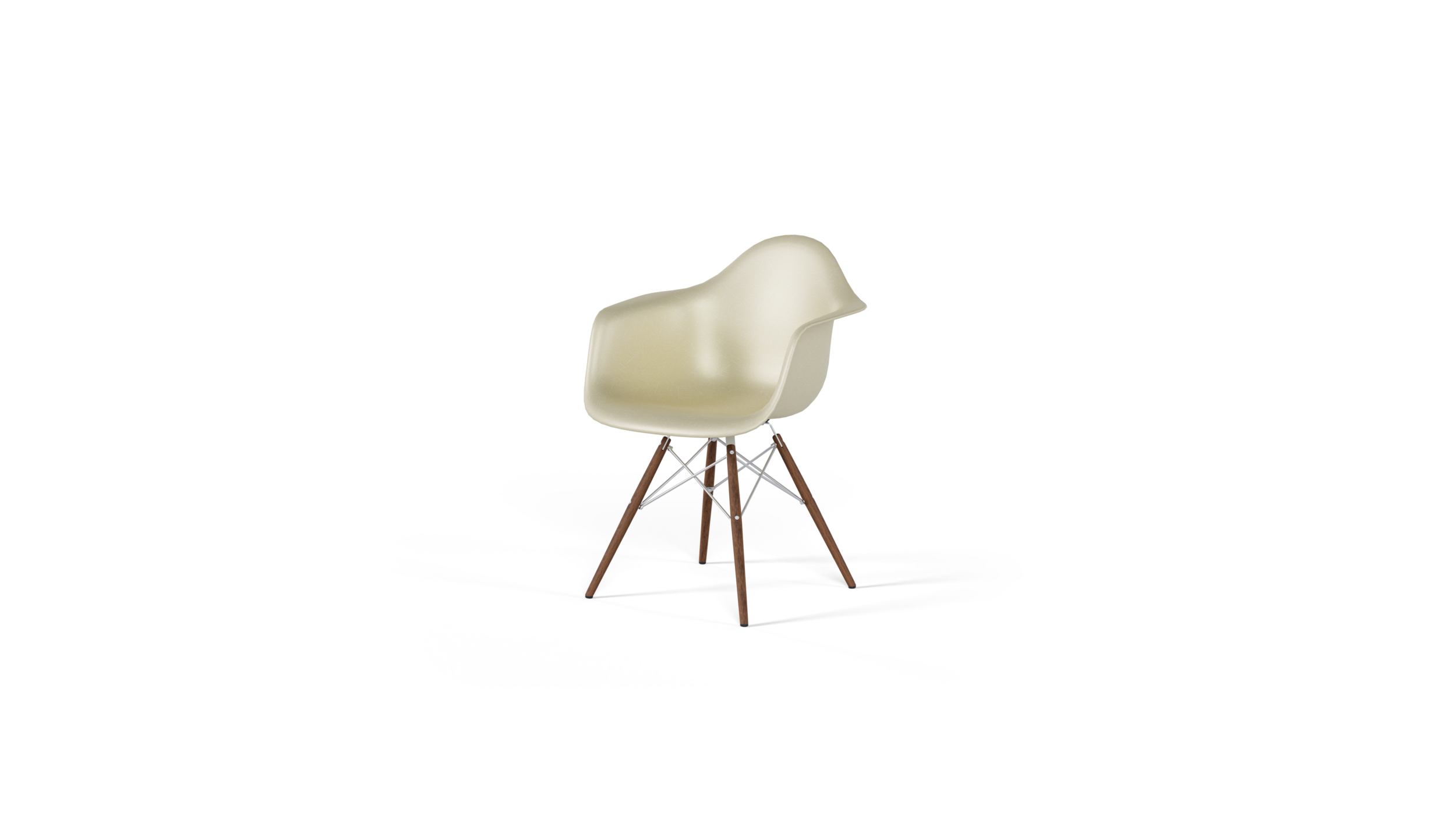 molded Fiberglass Armchair: Dowel Base DFAW Reproduction by Archetype Forms - Charles & Ray Eames - Front-Angle View