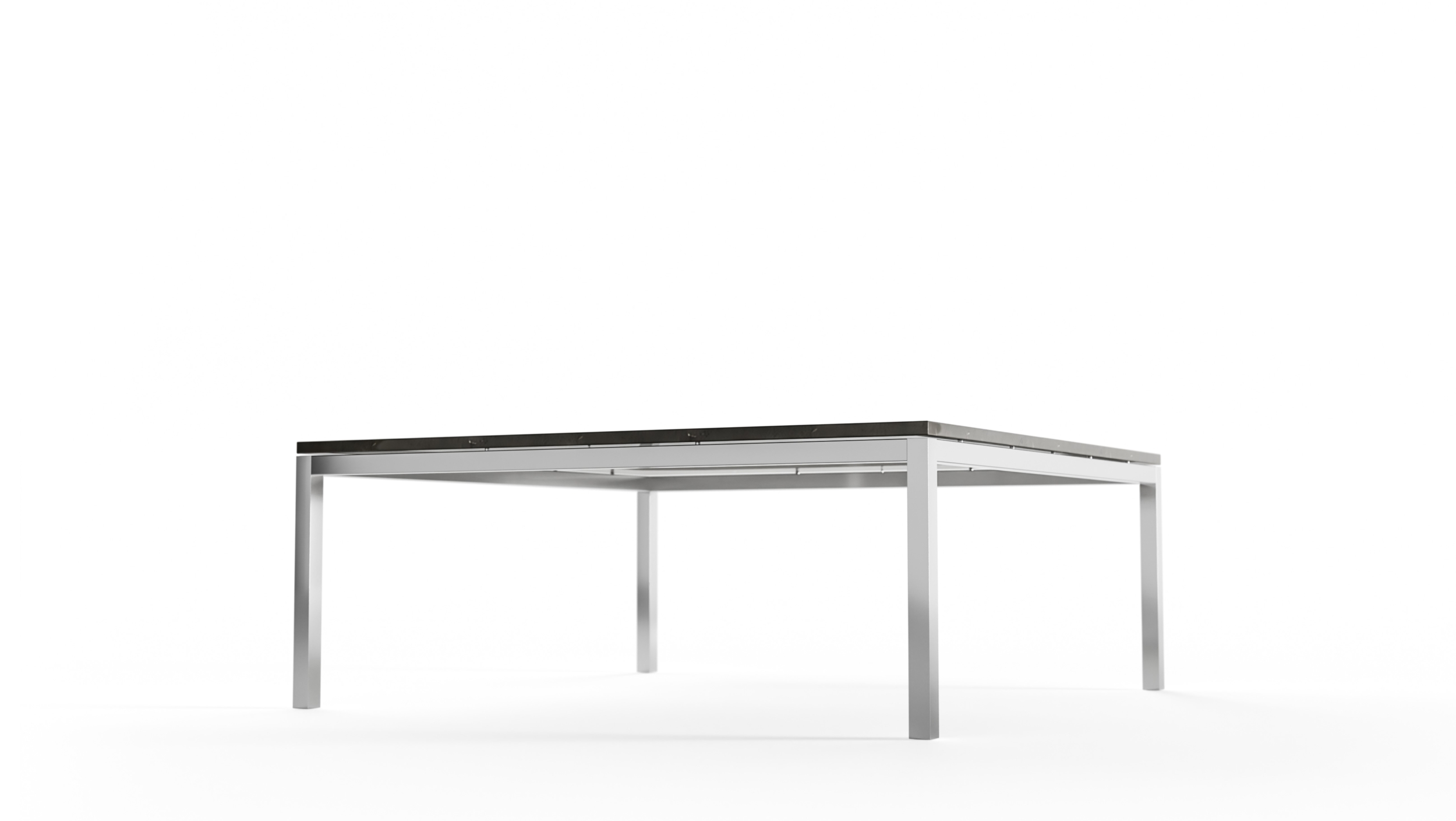 The 2517L Low Coffee Table 35x35 designed by Florence Knoll, made by Archetype Forms, Vancouver BC, Canada. Side-View.