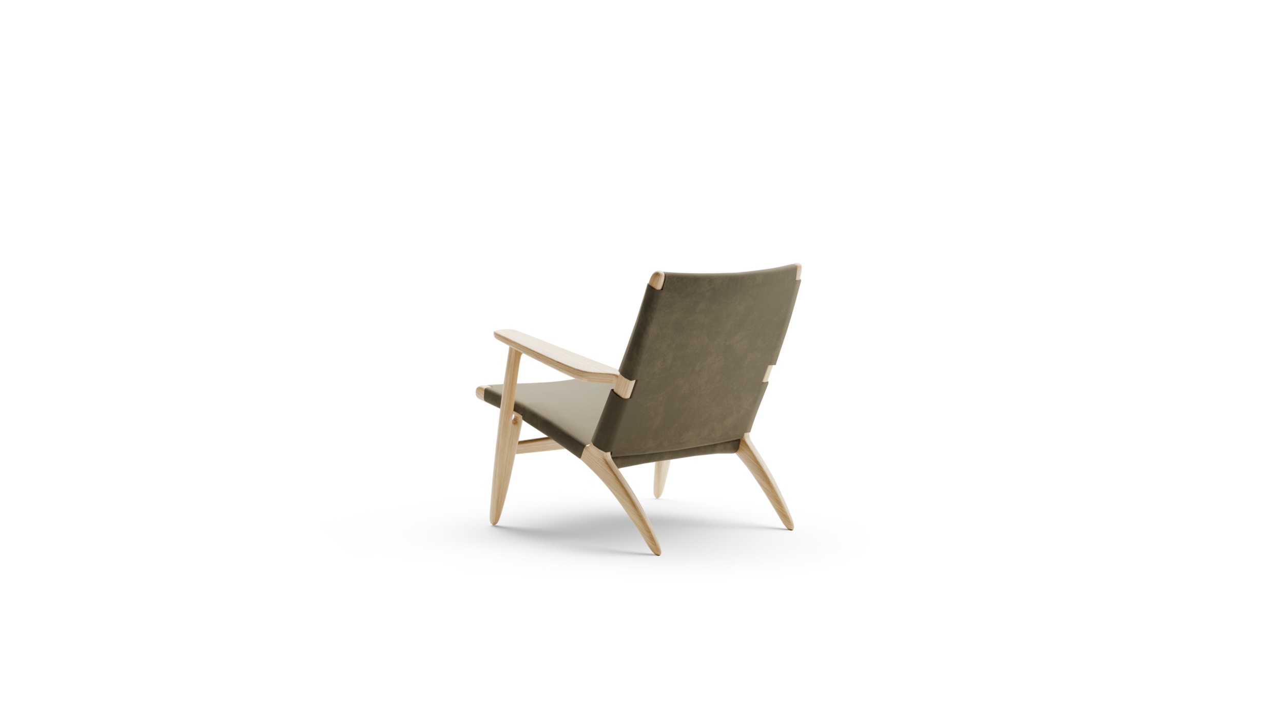 CH25 Lounge Chair: Leather & Suede Reproduction by Archetype Forms - Hans Wegner - Back-Angle View