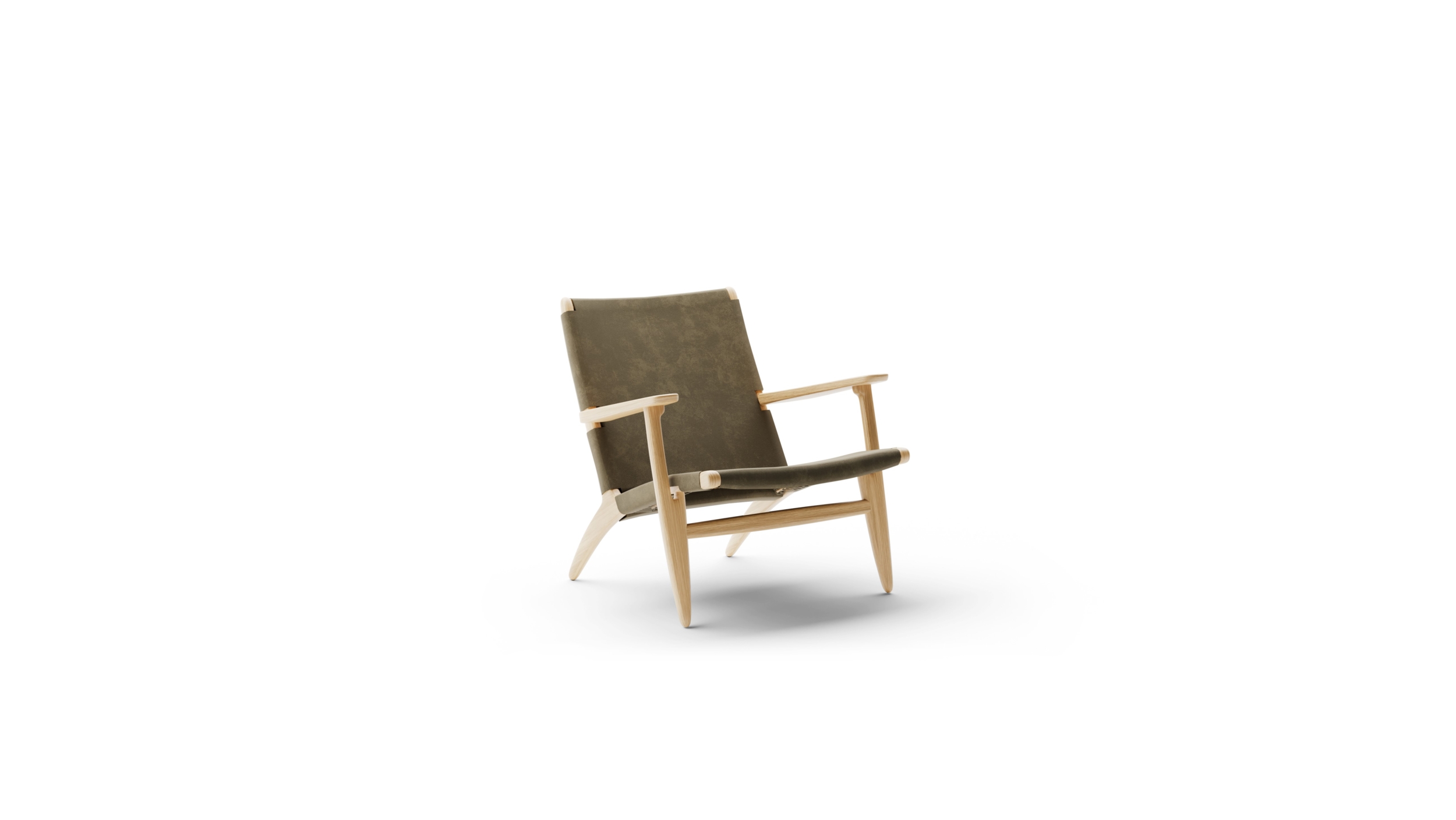 CH25 Lounge Chair: Leather & Suede Reproduction by Archetype Forms - Hans Wegner - Front Angle-2 View