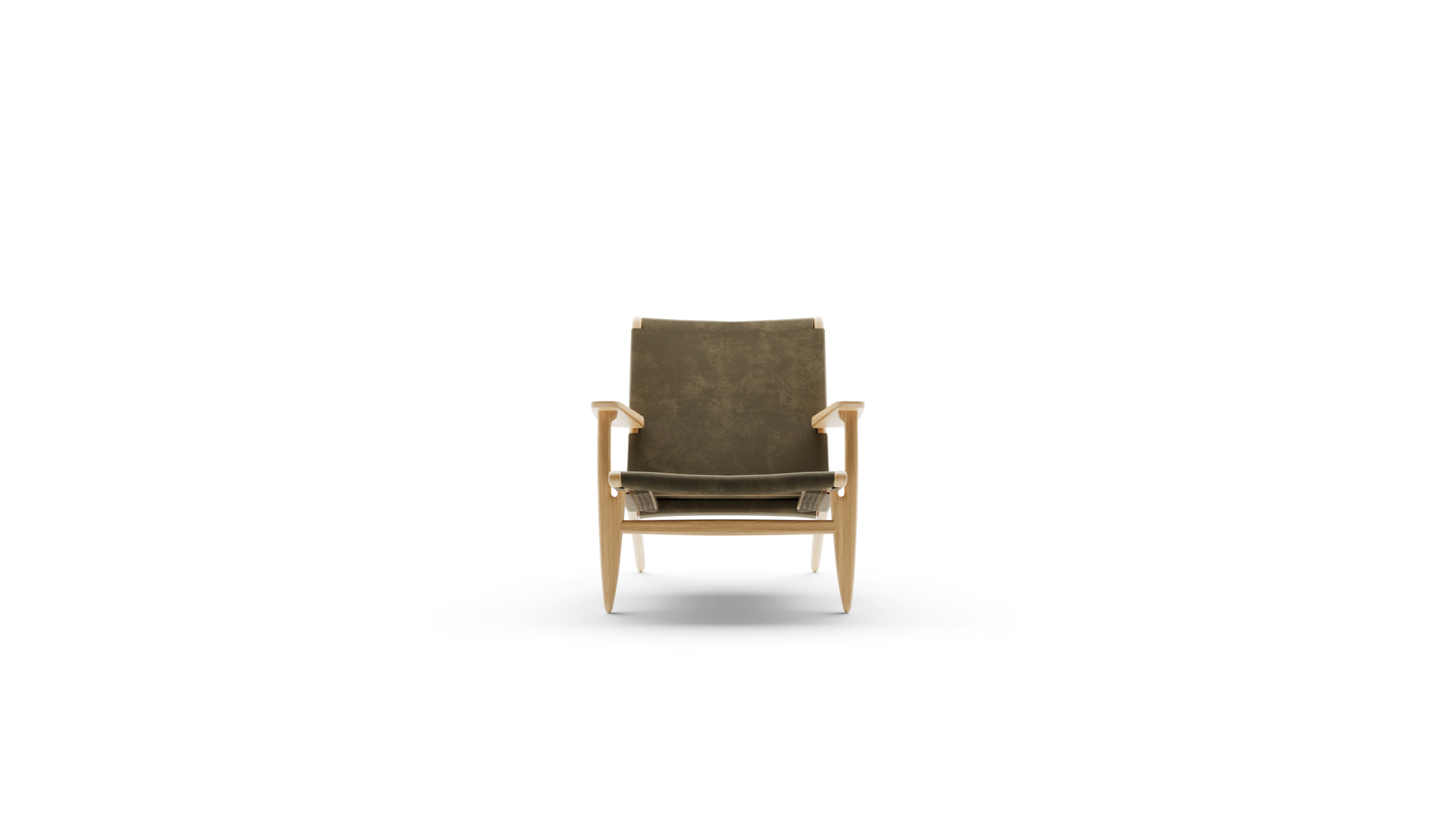 CH25 Lounge Chair: Leather & Suede Reproduction by Archetype Forms - Hans Wegner - Front View