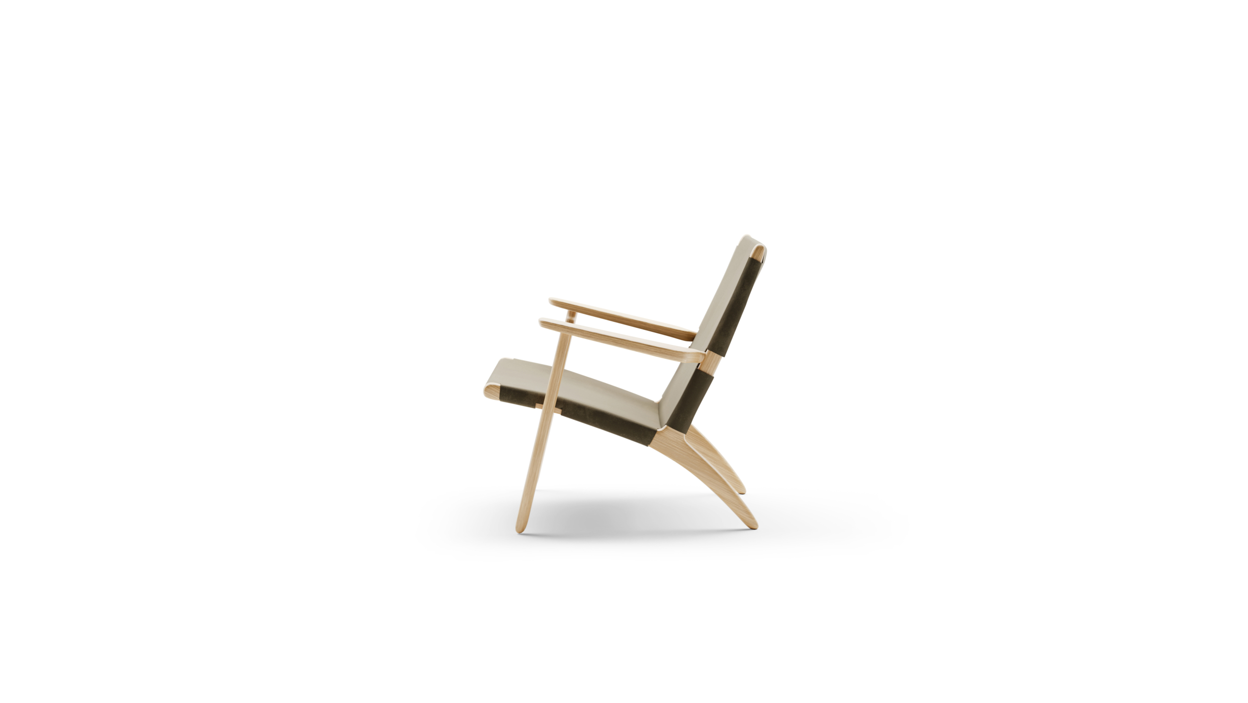 CH25 Lounge Chair: Leather & Suede Reproduction by Archetype Forms - Hans Wegner - Side-View