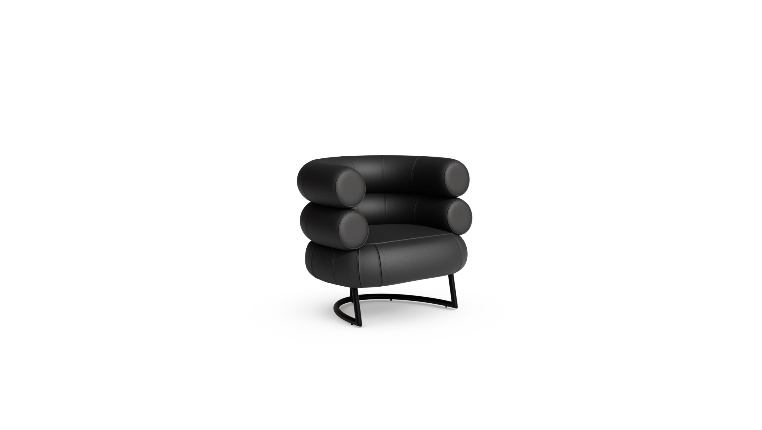 Bibendum Chair 1926 Black-On-Black Reproduction by Archetype Forms - Eileen Gray - Front Angle-2 View