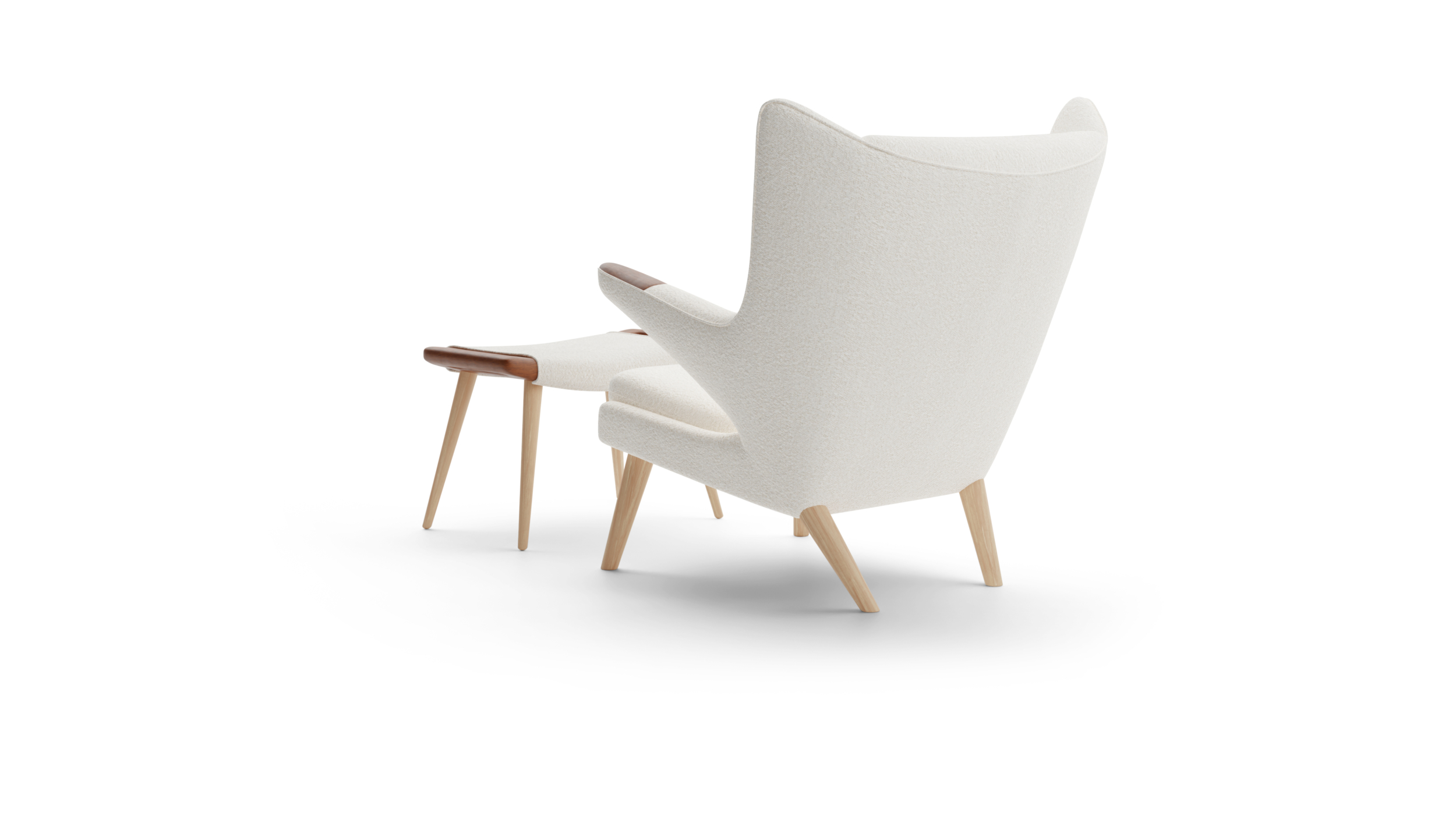 Papa Bear Chair PP19 & Ottoman PP120 Reproduction by Archetype Forms - Hans Wegner - Back-Angle View