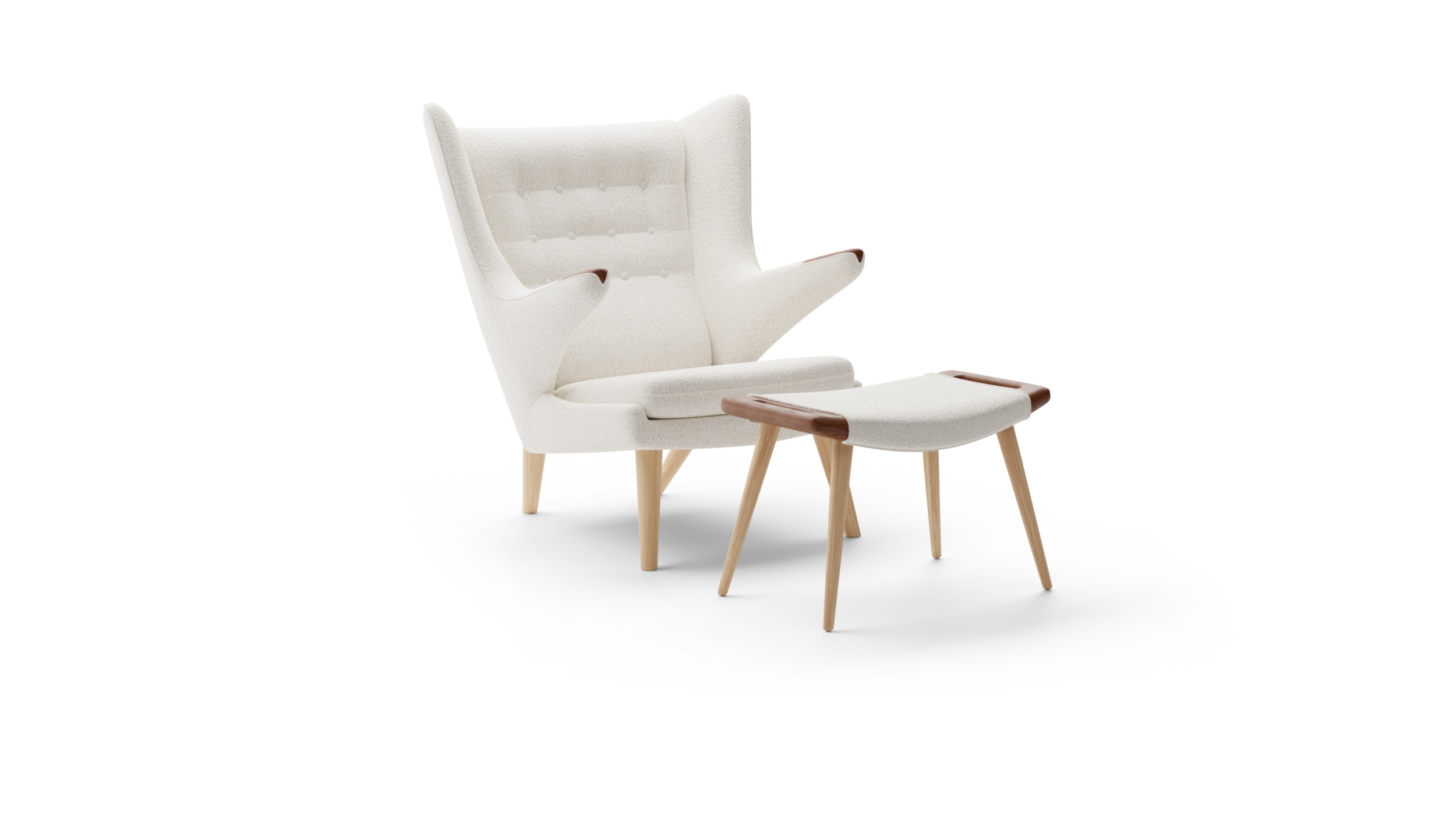 Papa Bear Chair PP19 & Ottoman PP120 Reproduction by Archetype Forms - Hans Wegner - Front Angle-2 View