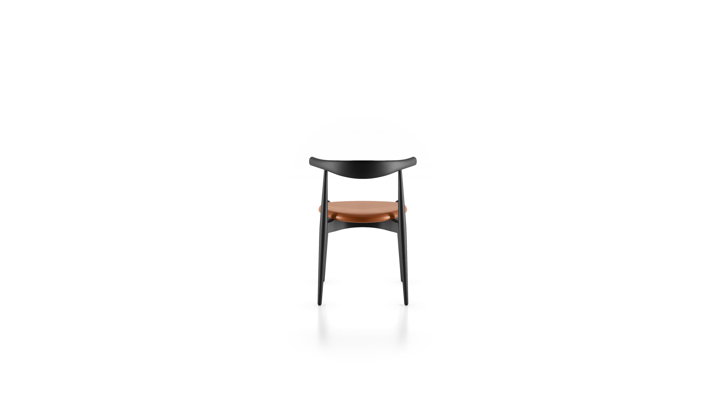 CH20 Elbow Chair Leather Seat Back View by Hans Wegner, designed by Hans Wegner, made by Archetype Forms