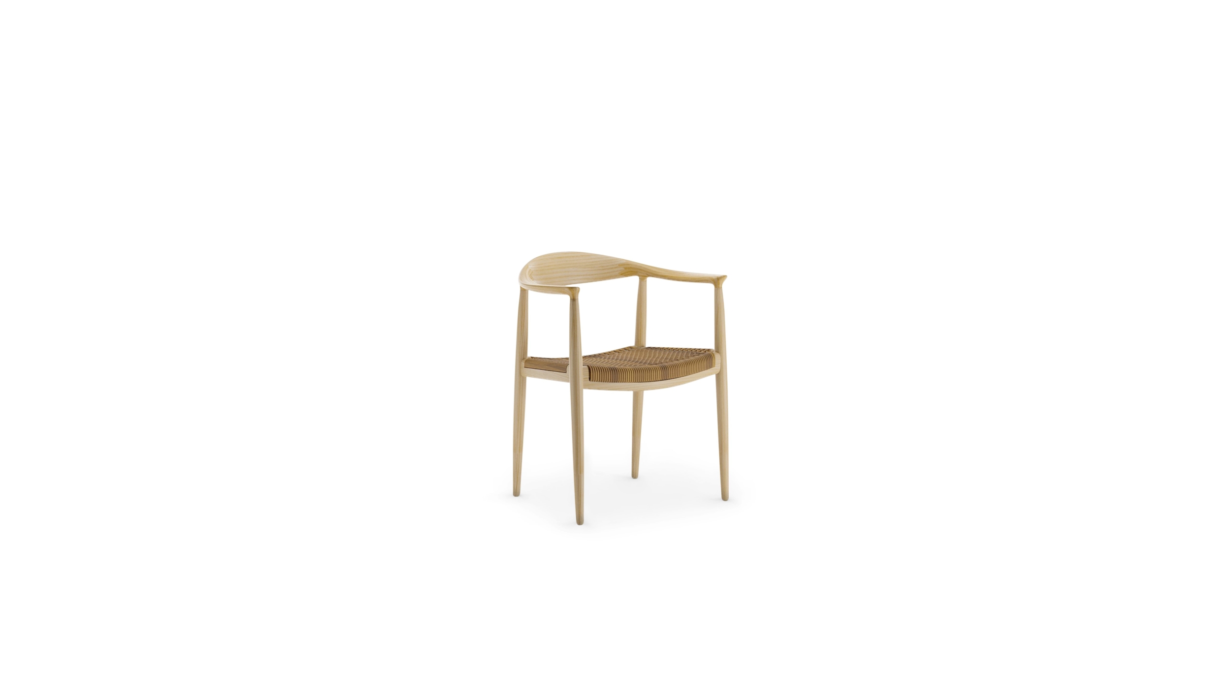 The Round Chair: Cane (wicker) Seat PP501 The Chair or The Round Chair Reproduction by Archetype Forms - Hans Wegner - Front Angle-2 View