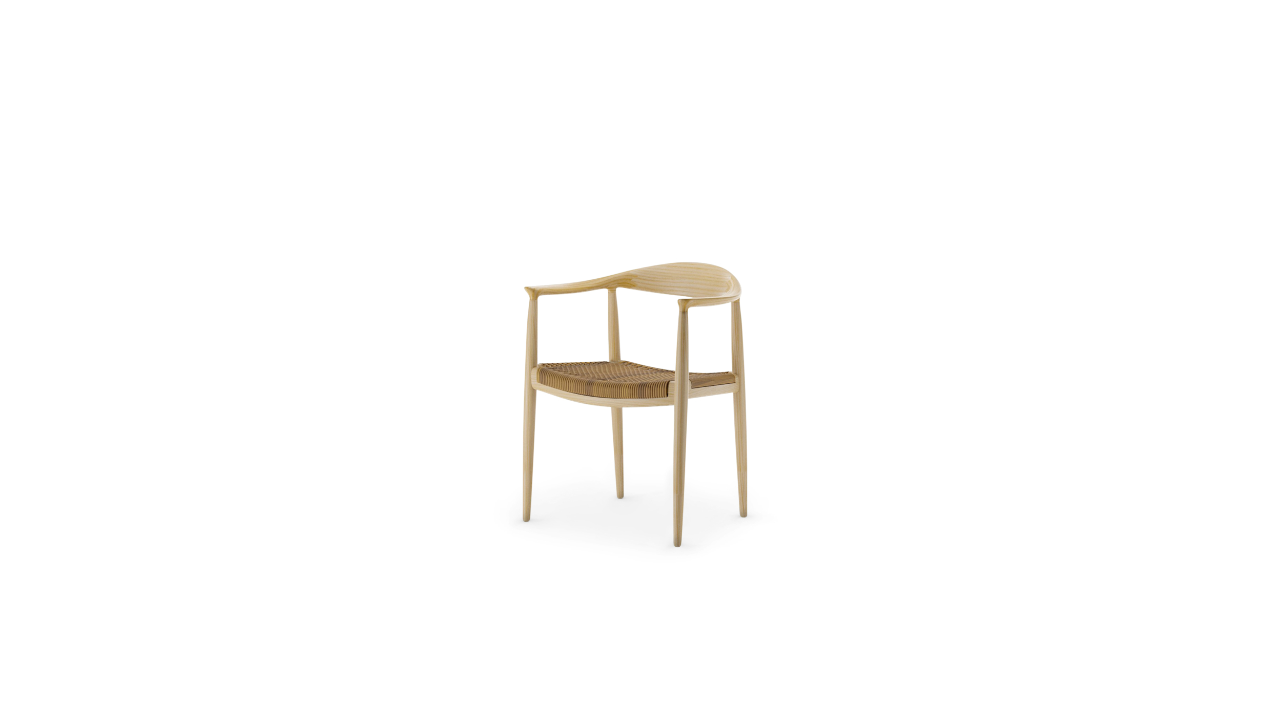 The Round Chair: Cane (wicker) Seat PP501 The Chair or The Round Chair Reproduction by Archetype Forms - Hans Wegner - Front-Angle View