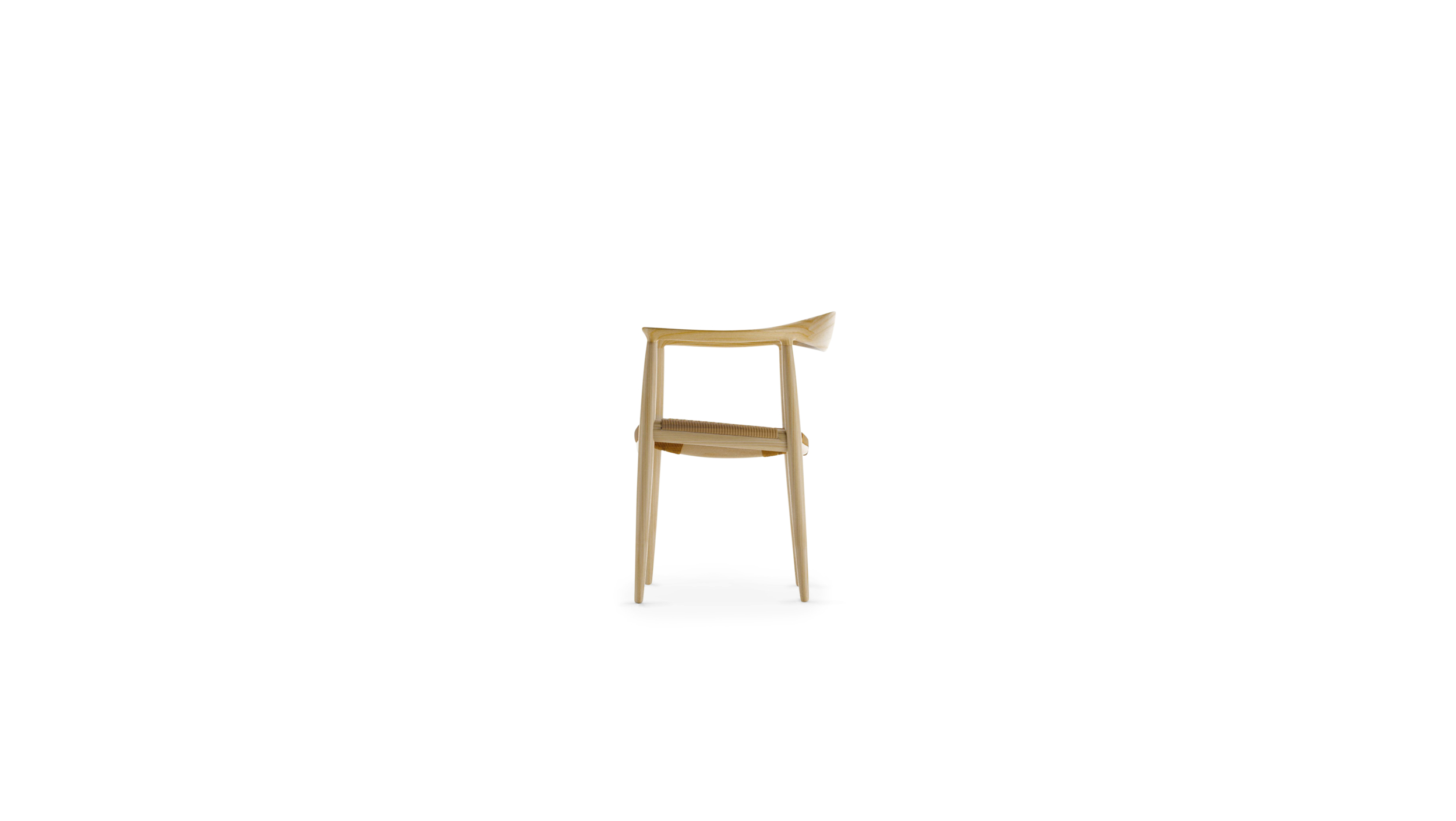 The Round Chair: Cane (wicker) Seat PP501 The Chair or The Round Chair Reproduction by Archetype Forms - Hans Wegner - Side-View