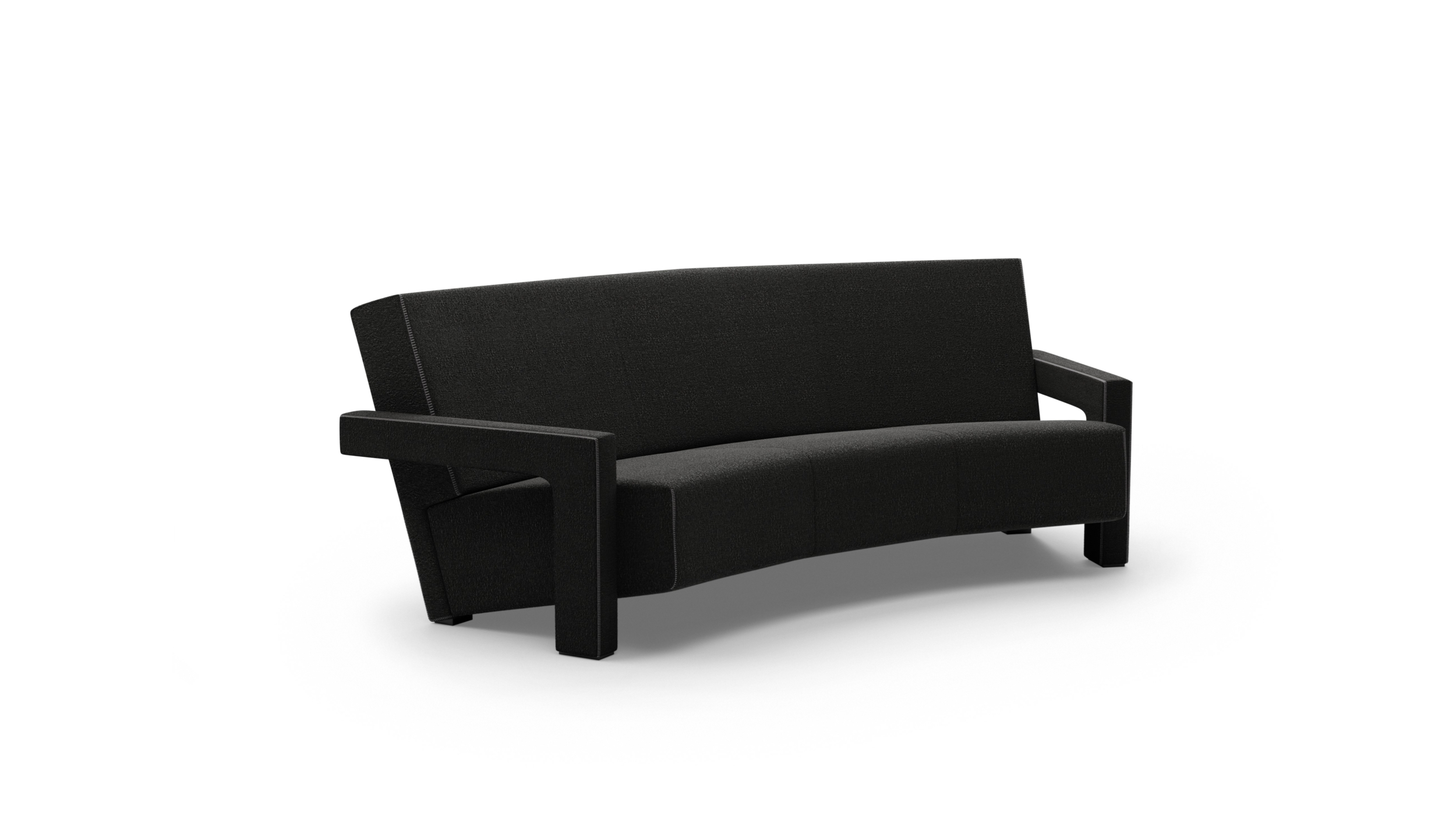 Utrecht Sofa Curved 3-Seater Sofa 637-03 Reproduction by Archetype Forms - Gerrit Thomas Rietveld - Front Angle-2 View