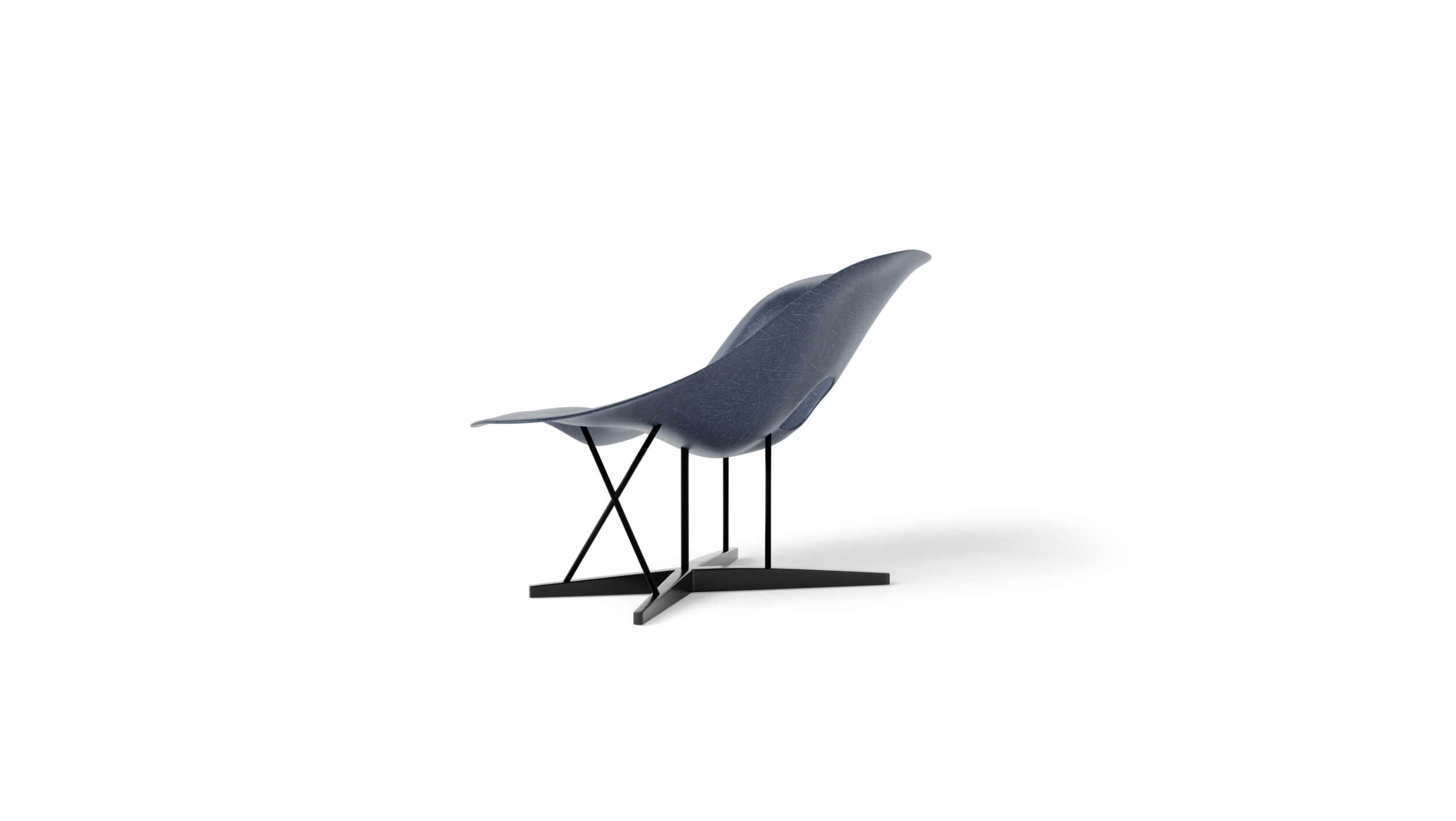 Eames La Chaise Molded FIberglass Reproduction in Blue by Archetype Forms - Charles & Ray Eames - Back Angle