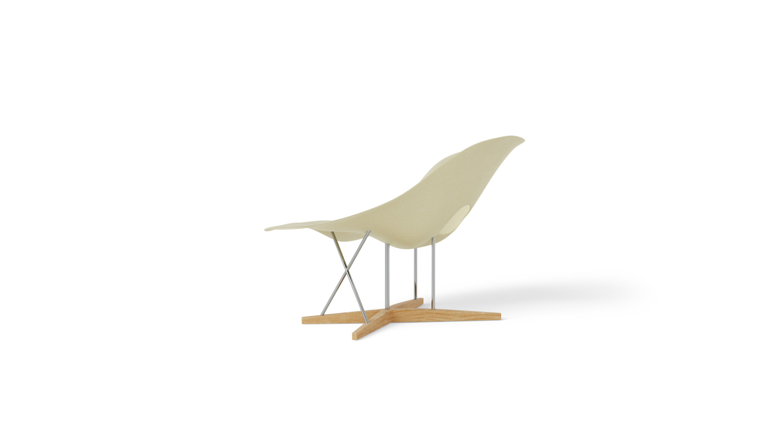 Eames La Chaise Molded FIberglass Reproduction in Parchment by Archetype Forms - Charles & Ray Eames - Back Angle