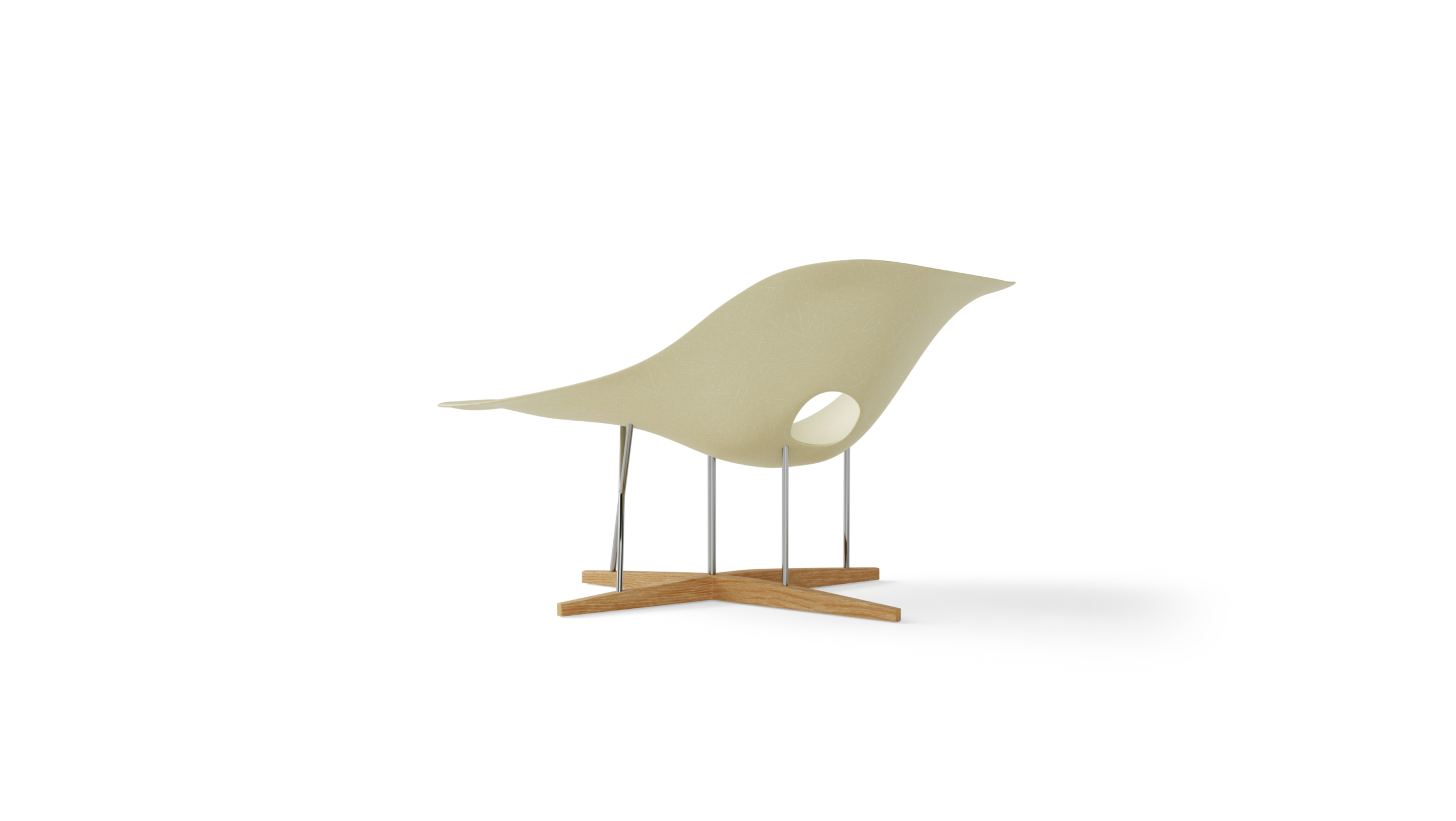 Eames La Chaise Molded FIberglass Reproduction in Parchment by Archetype Forms - Charles & Ray Eames - Back View