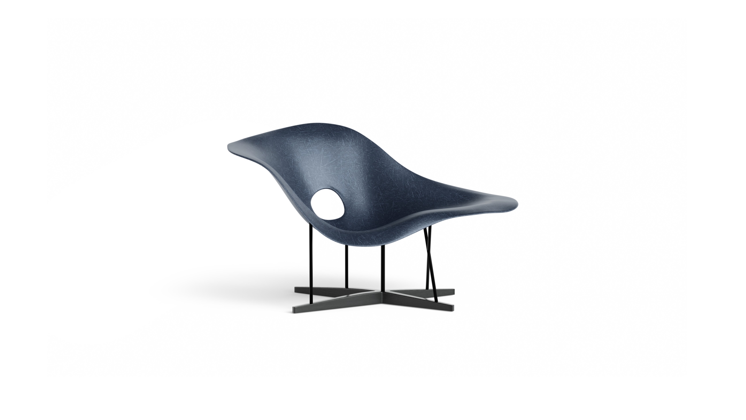 Eames La Chaise Molded FIberglass Reproduction in Blue by Archetype Forms - Charles & Ray Eames - Front View