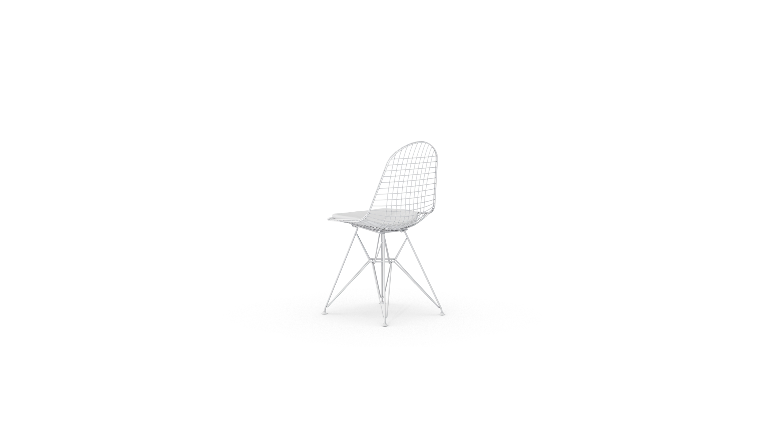 Wire Base DKR-5 Eiffel Wire Side Chair Upholstered Seat Reproduction by Archetype Forms - Charles & Ray Eames - Back-Angle View