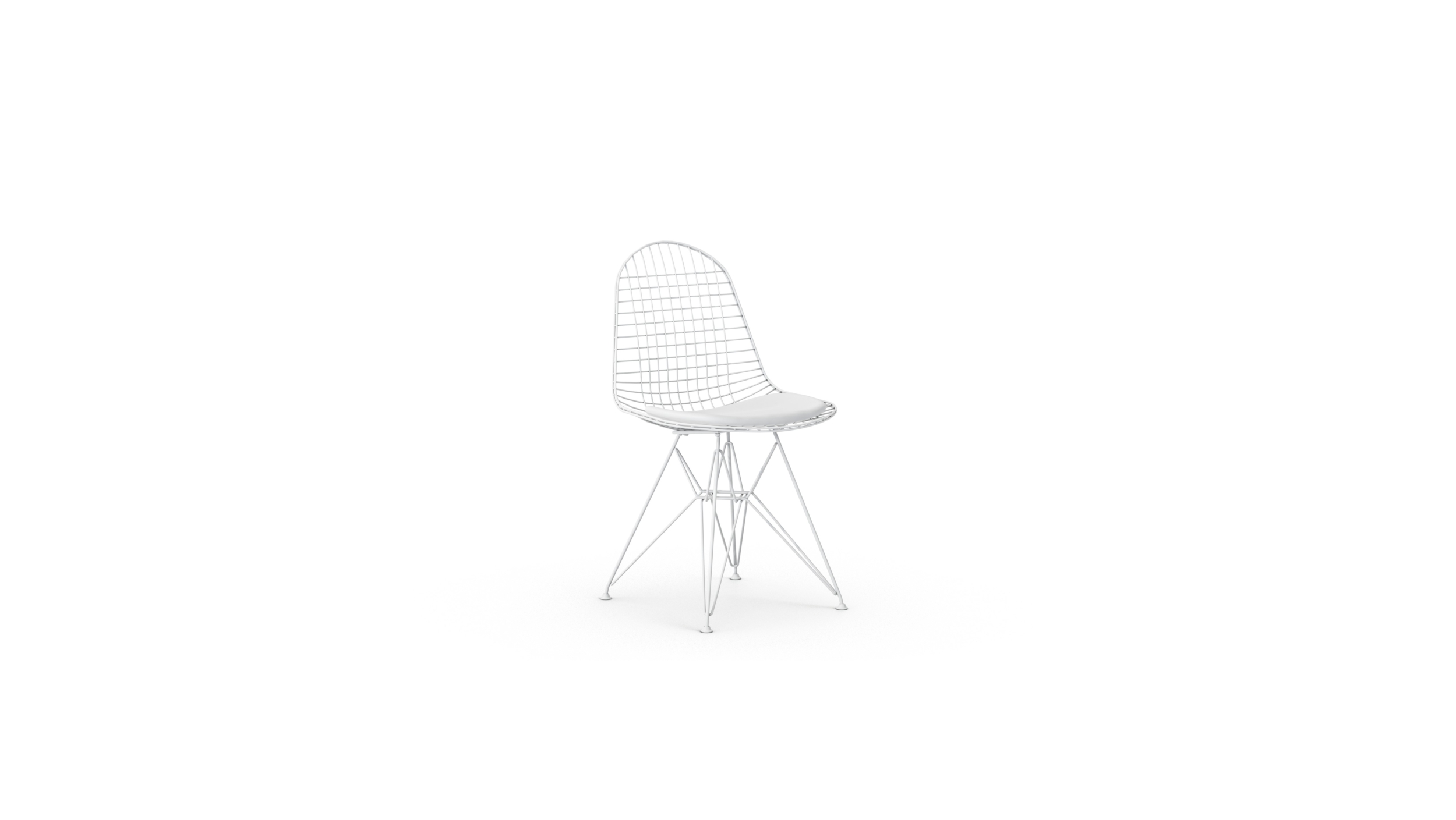 Wire Base DKR-5 Eiffel Wire Side Chair Upholstered Seat Reproduction by Archetype Forms - Charles & Ray Eames - Front Angle-2 View