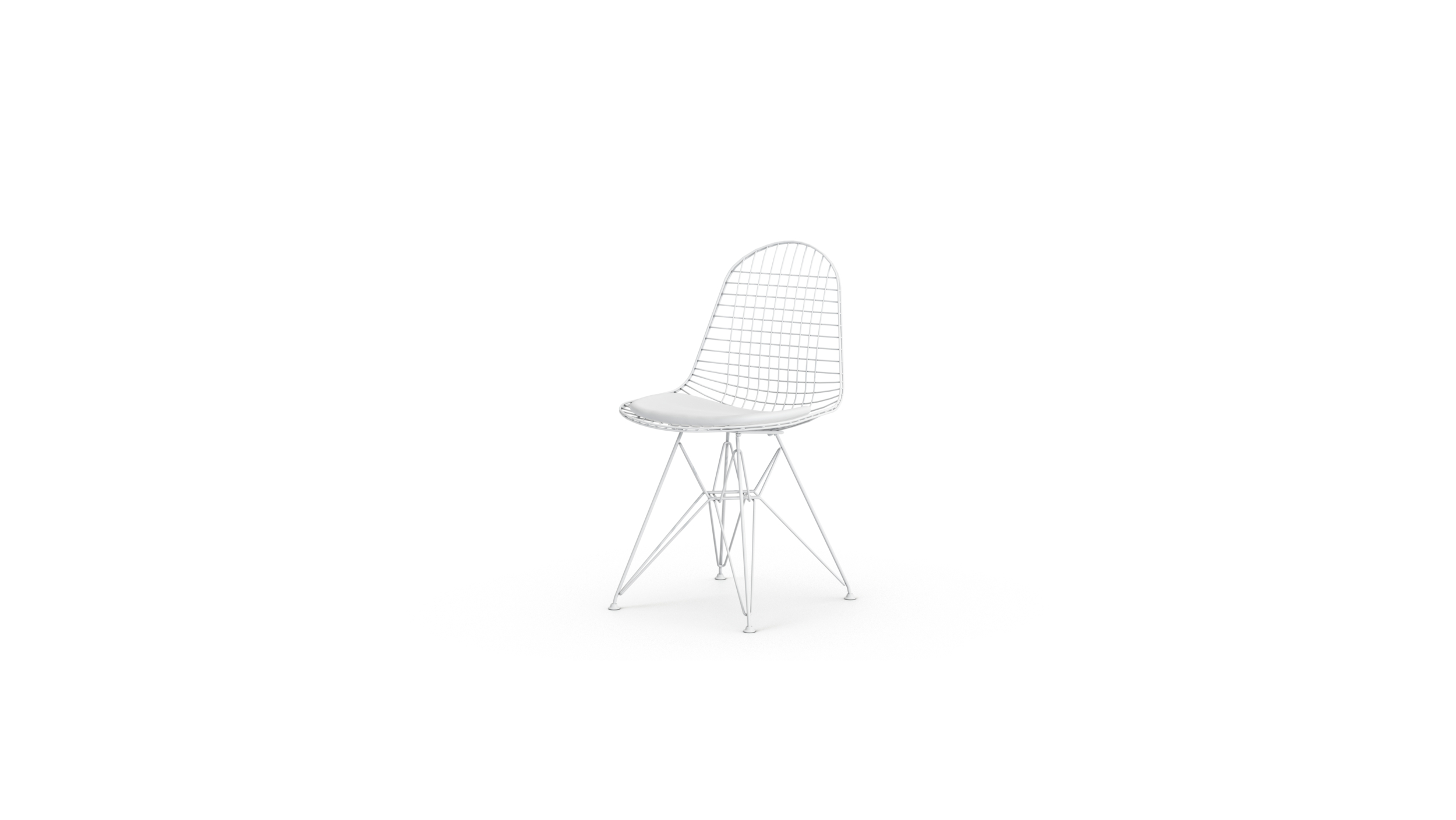 Wire Base DKR-5 Eiffel Wire Side Chair Upholstered Seat Reproduction by Archetype Forms - Charles & Ray Eames - Front-Angle View