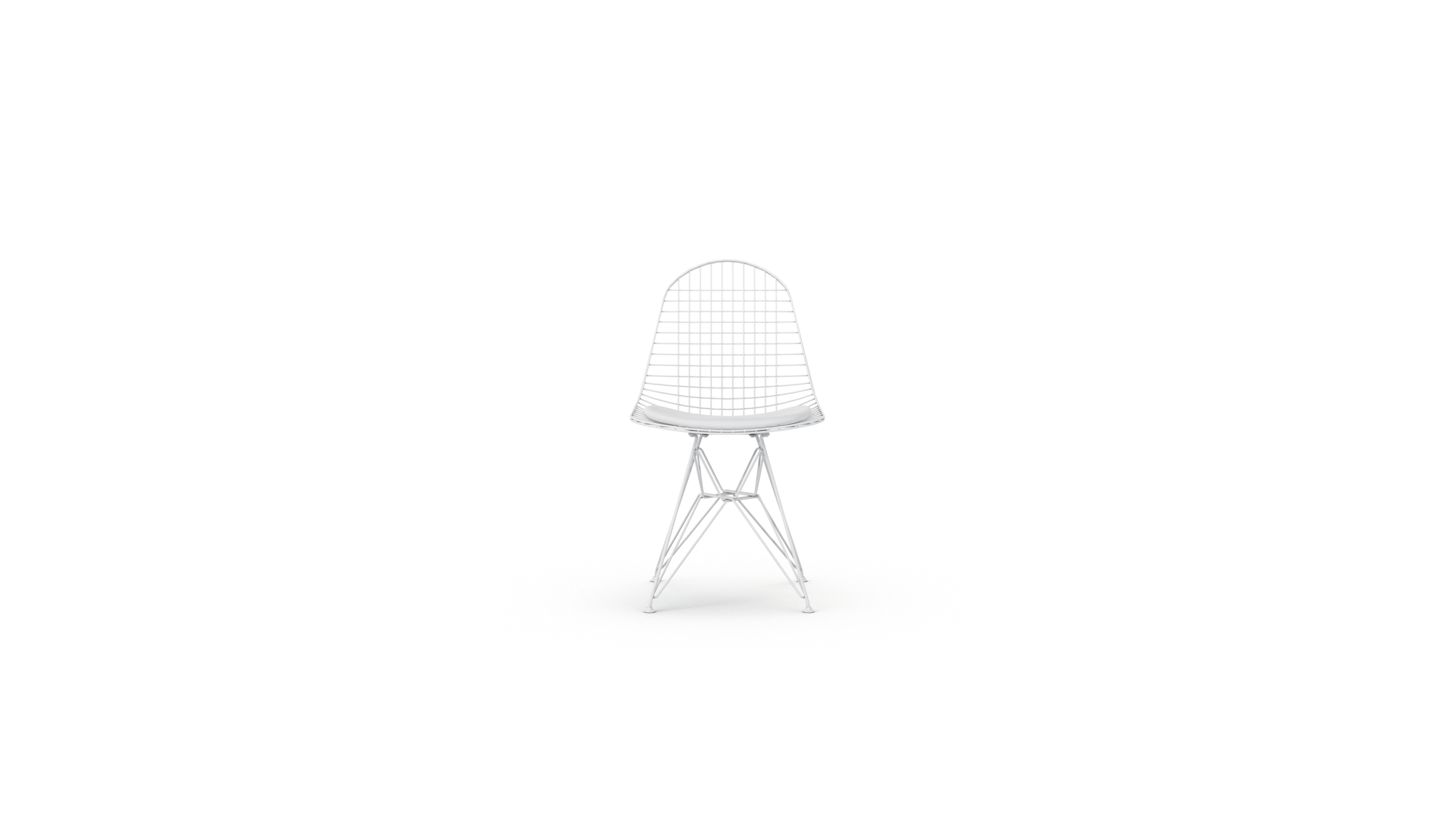 Wire Base DKR-5 Eiffel Wire Side Chair Upholstered Seat Reproduction by Archetype Forms - Charles & Ray Eames - Front View