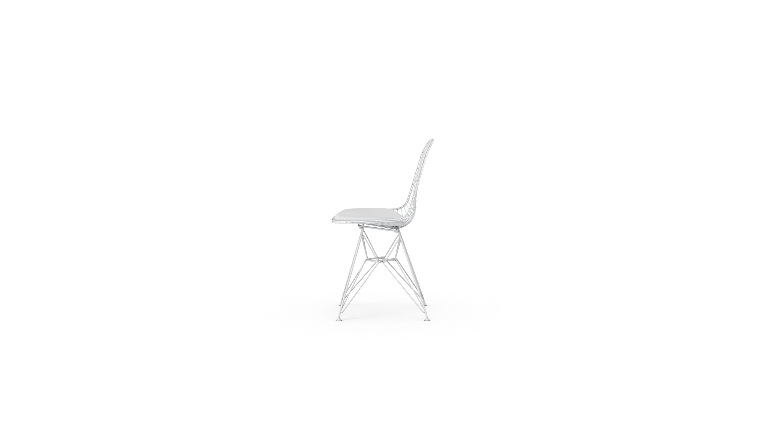 Wire Base DKR-5 Eiffel Wire Side Chair Upholstered Seat Reproduction by Archetype Forms - Charles & Ray Eames - Side-View