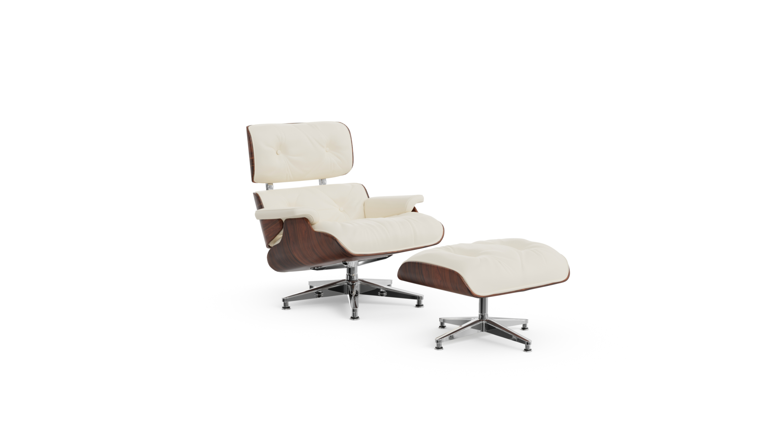 Eames Lounge Chair 670, Eames Ottoman 671, Herman Miller Base, Molded Plywood Reproduction by Archetype Forms - Charles & Ray Eames - Front Angle-2 View