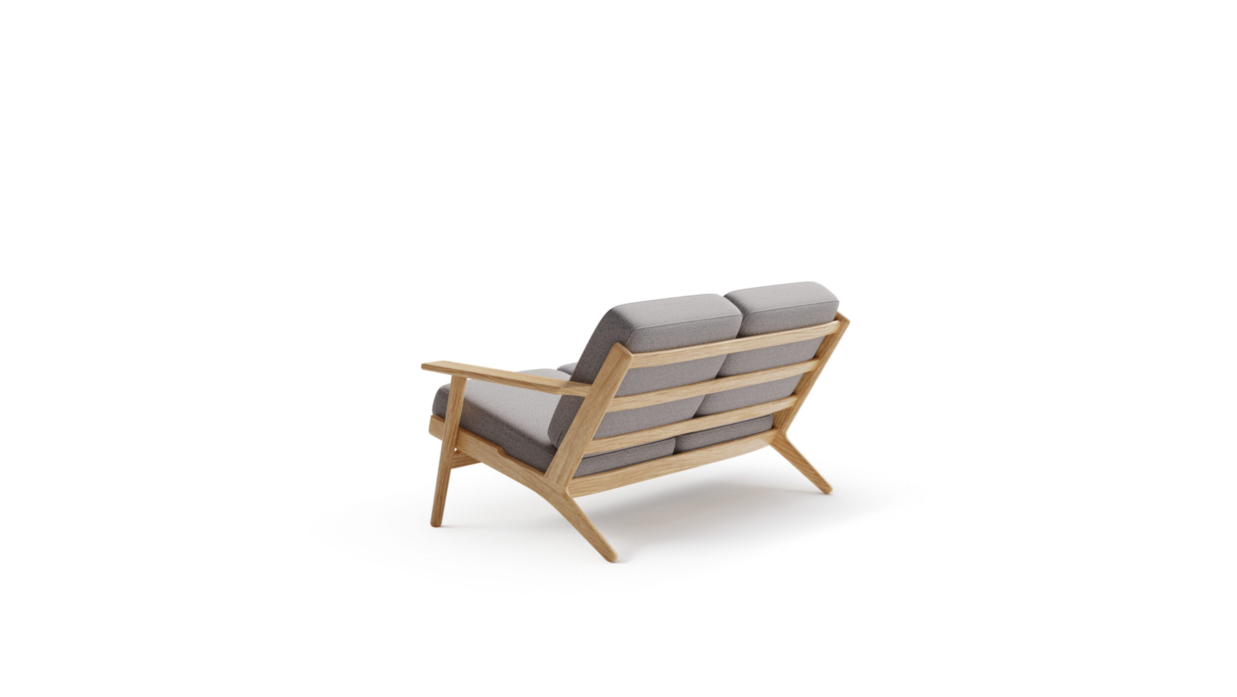 GE 290-2 Plank Two Seat Sofa Reproduction by Archetype Forms - Hans Wegner - Back-Angle View